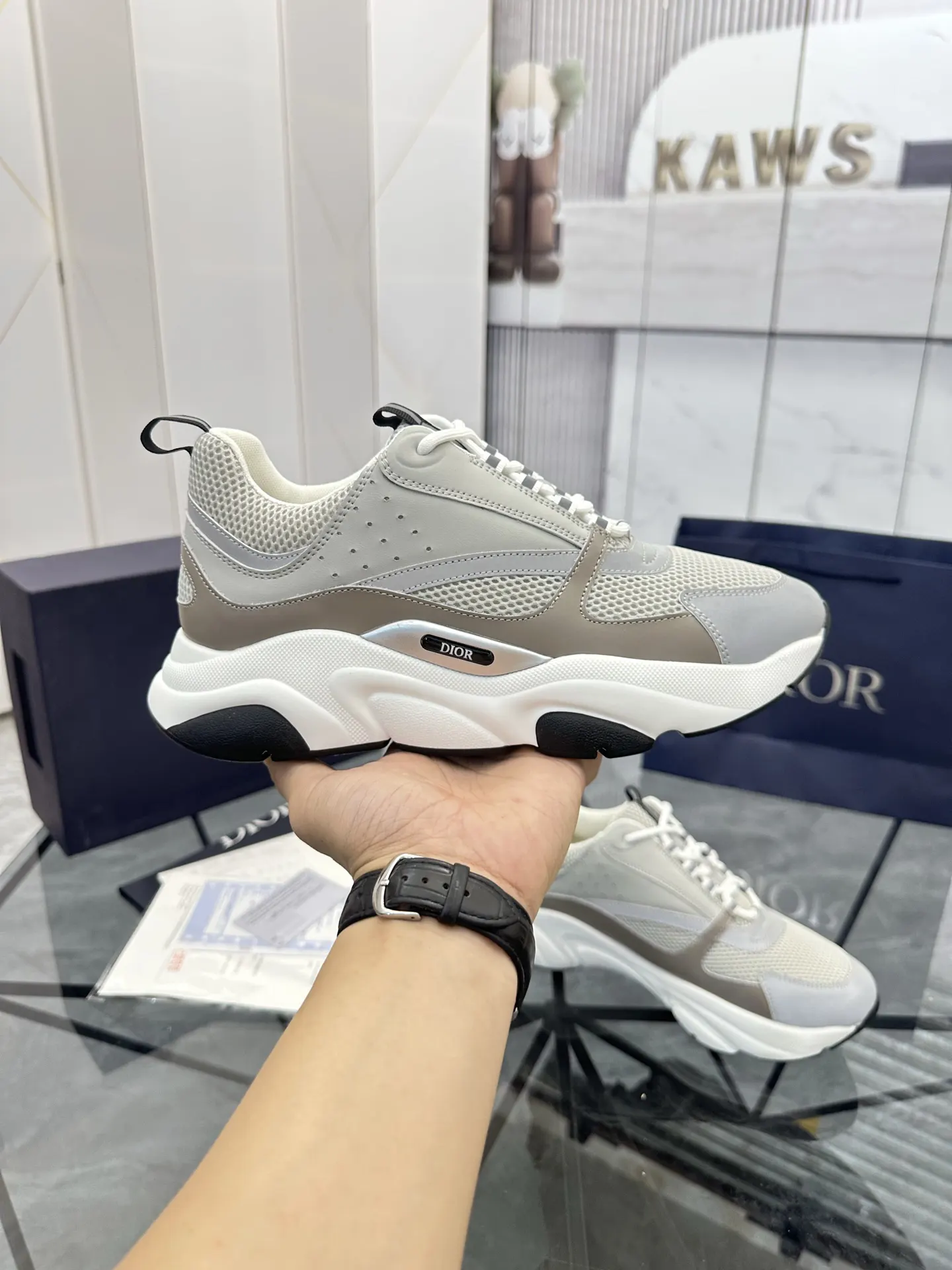 Dior B22 米白色牛皮休闲鞋 低帮