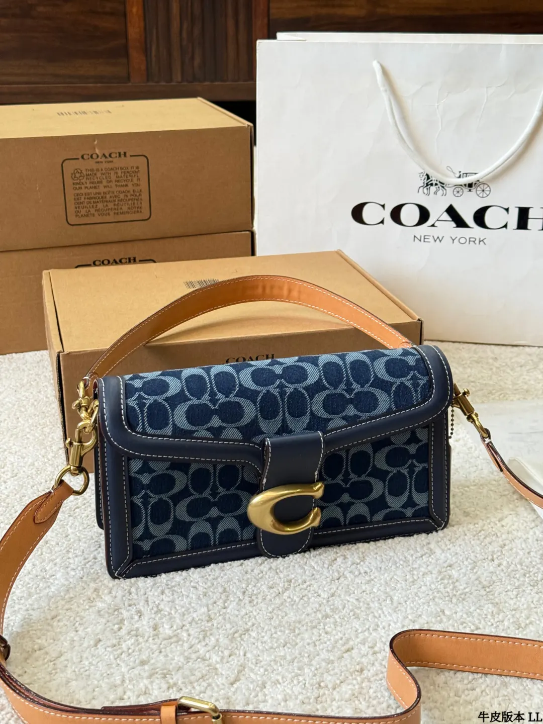 Coach 銀色 牛皮 Tabby 收納包 旅行收納款