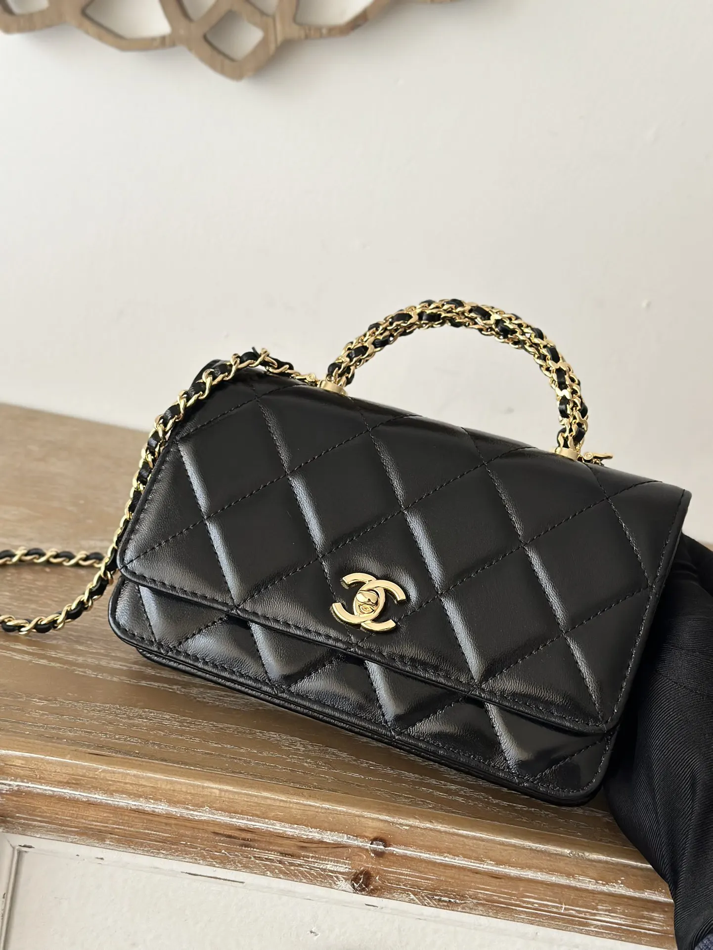 CHANEL 黑色 羊皮 手提包 通勤手提款