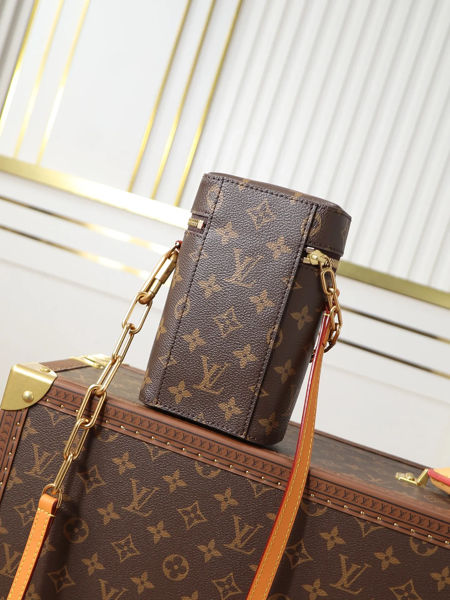 LV 老花 金色 帆布 老花 PH 收纳包 旅行收纳款
