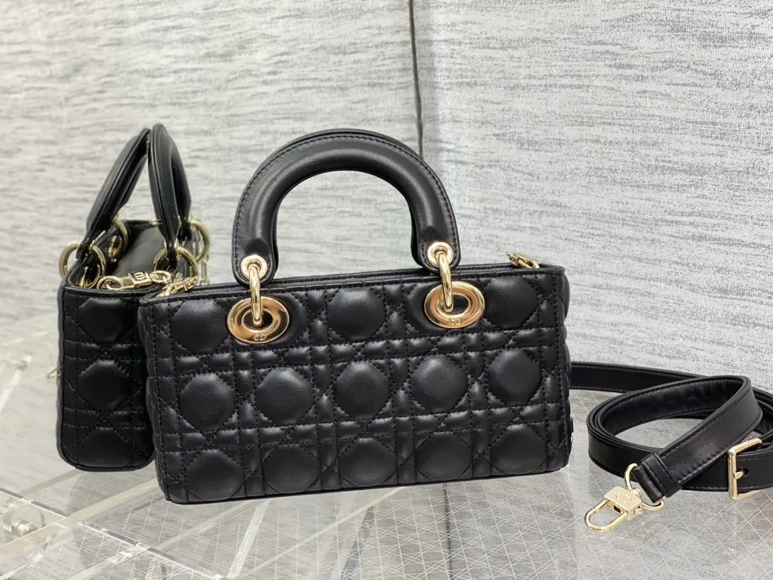 Dior D Joy 黑色羊皮手袋 手提斜挎 复古