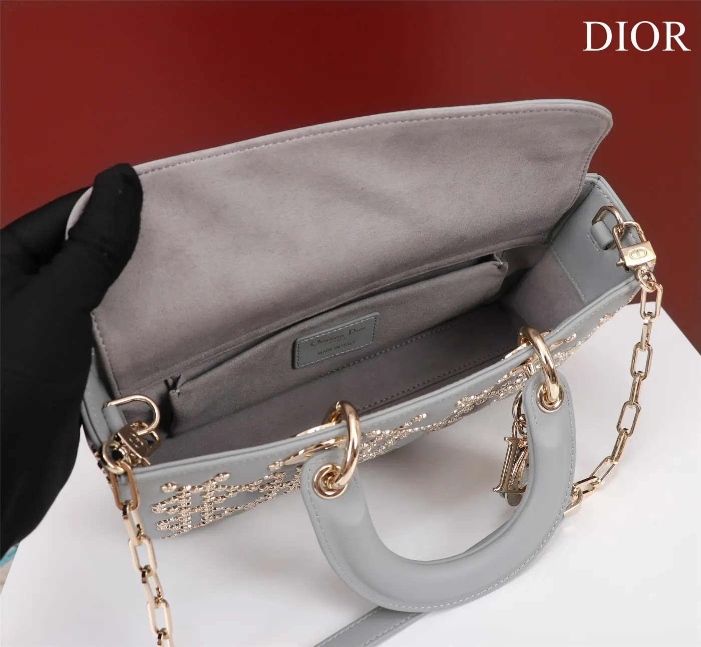 Dior 羊皮 进口 羊皮 纯手工戴妃包横版 手提包 通勤手提款