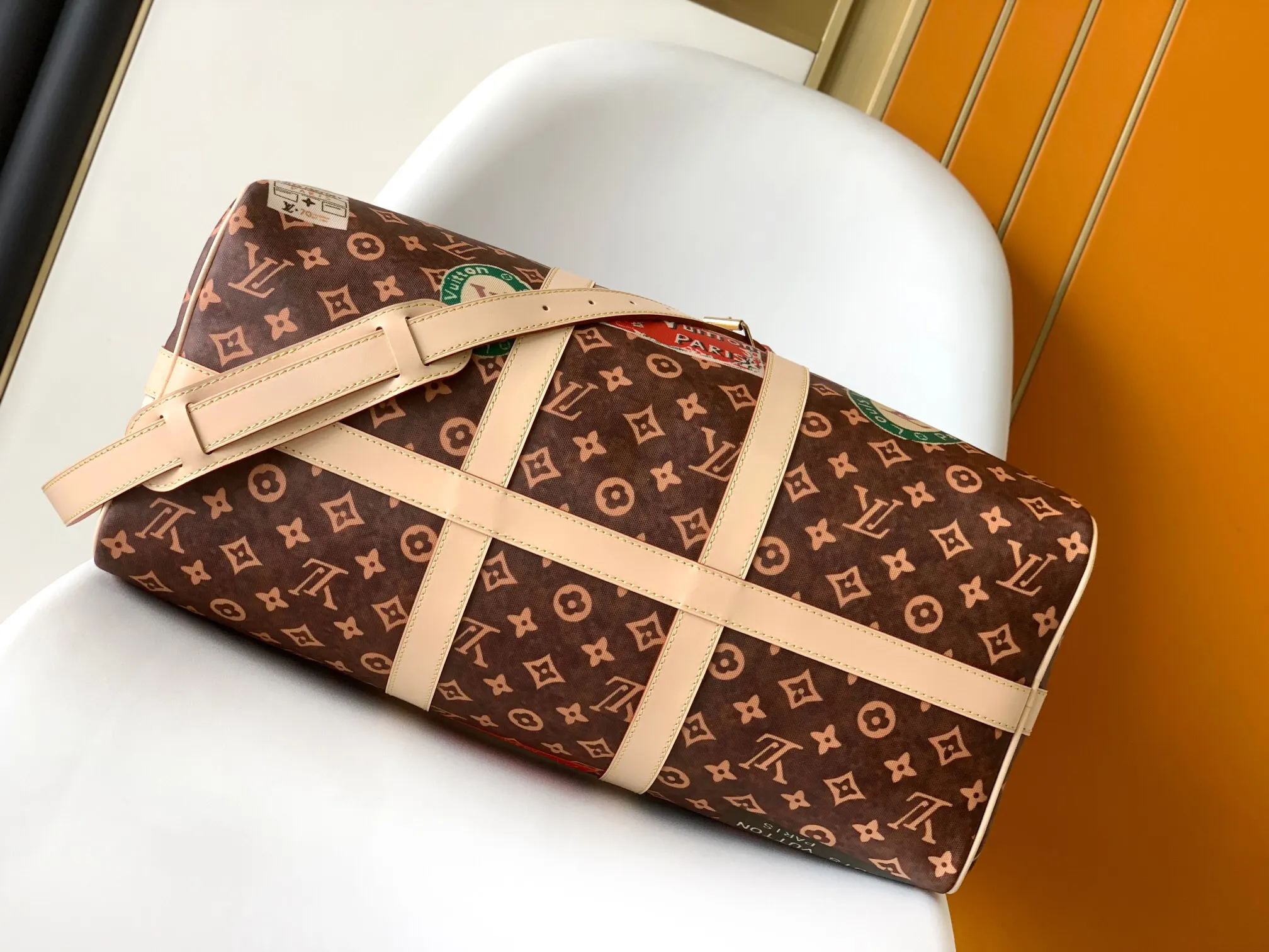 LV 金色 牛皮 旅行袋 大容量旅行款