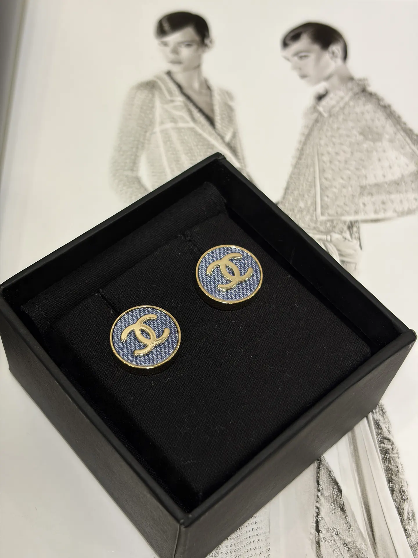 Chanel 蓝色/金色 耳饰