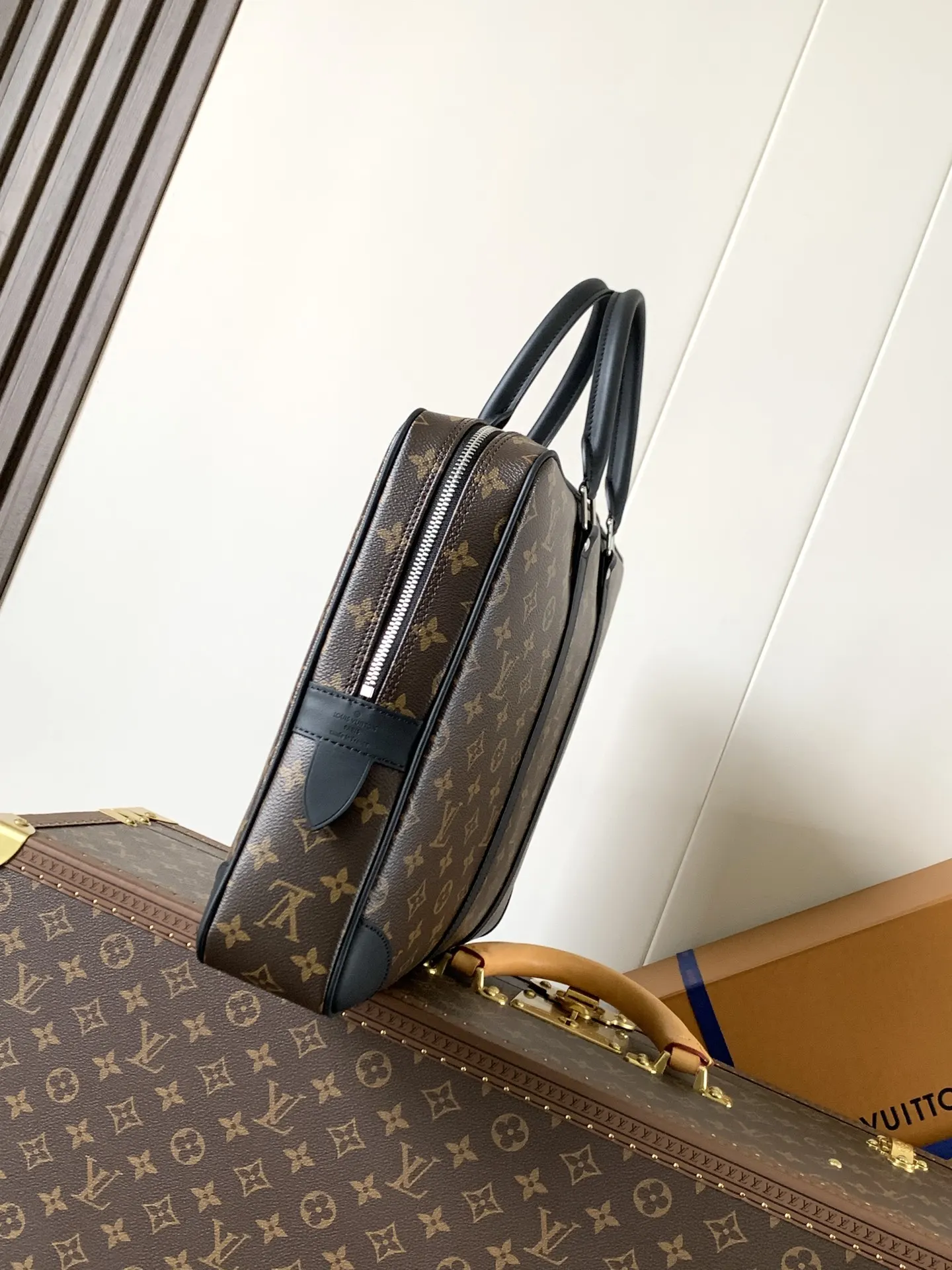 LV 老花 帆布 公文包 商務通勤款