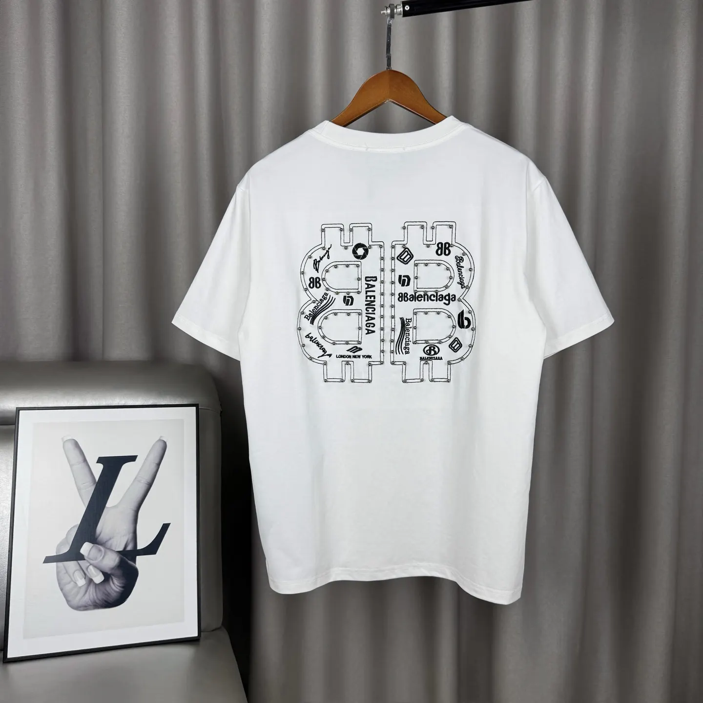 Balenciaga Black Cotton Logo Short Sleeve T-Shirt Street