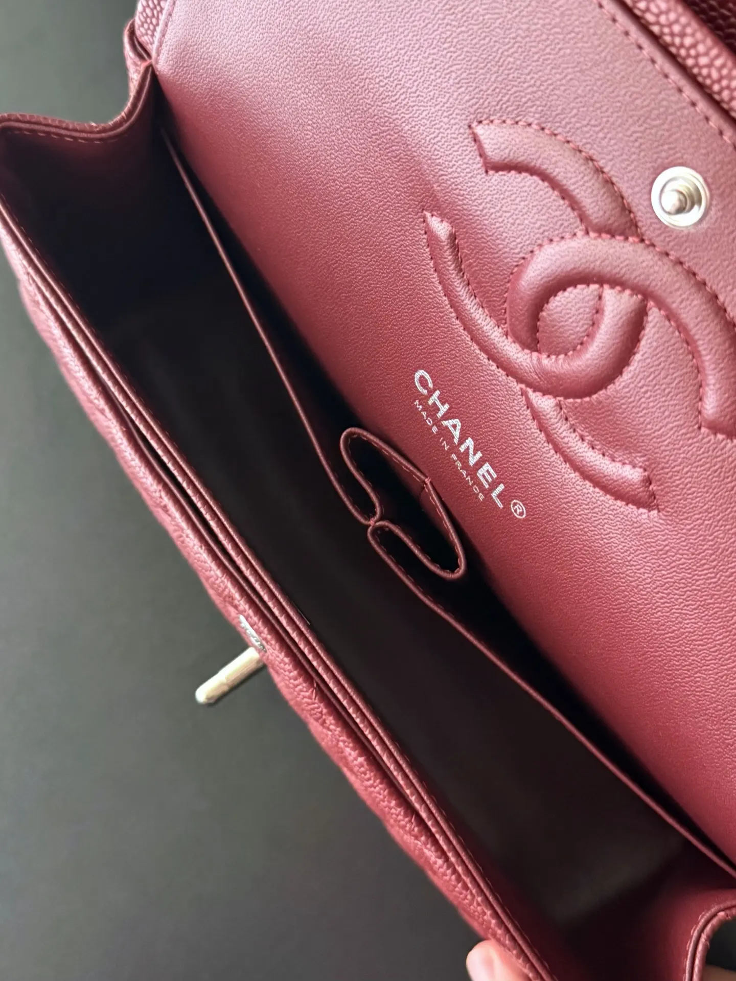 Chanel 小号 红色 皮革 菱格绗缝 链条包