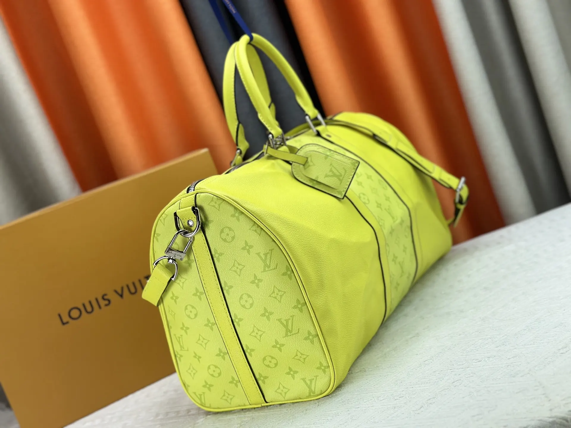 Keepall 白色 黄色 帆布 旅行包 大容量旅行款