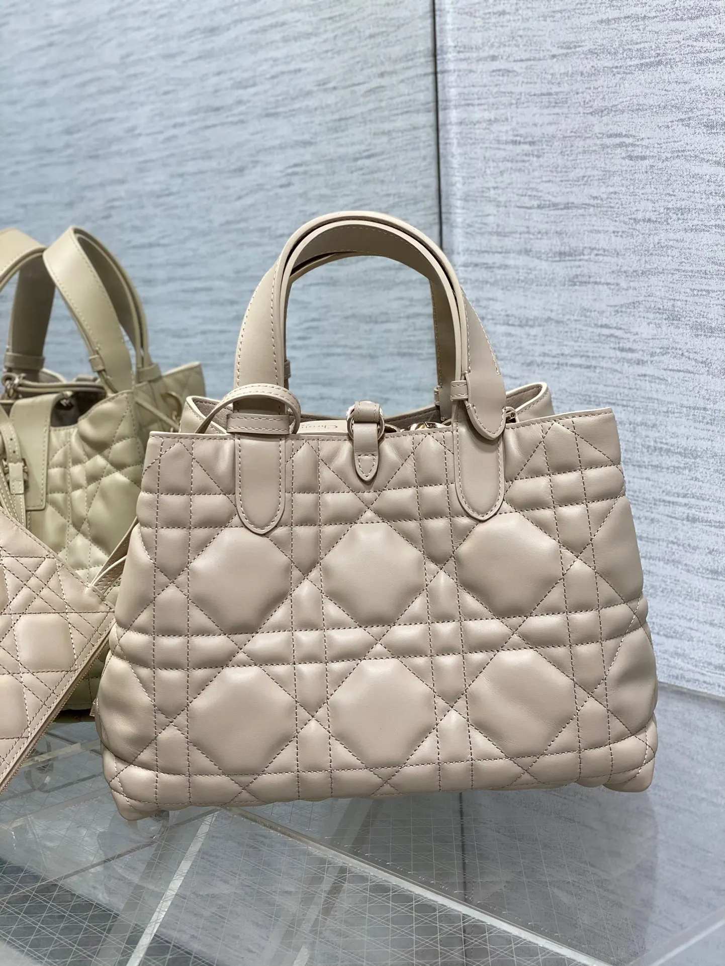 Dior 米色 小牛皮 中号胭脂米色 带着 toujours 去旅行 超大 收纳包 旅行收纳款