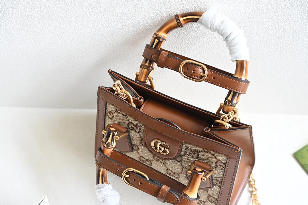 Gucci 棕色 帆布 GG 春季秀款DIANA系列 鏈條包 精致鏈條款