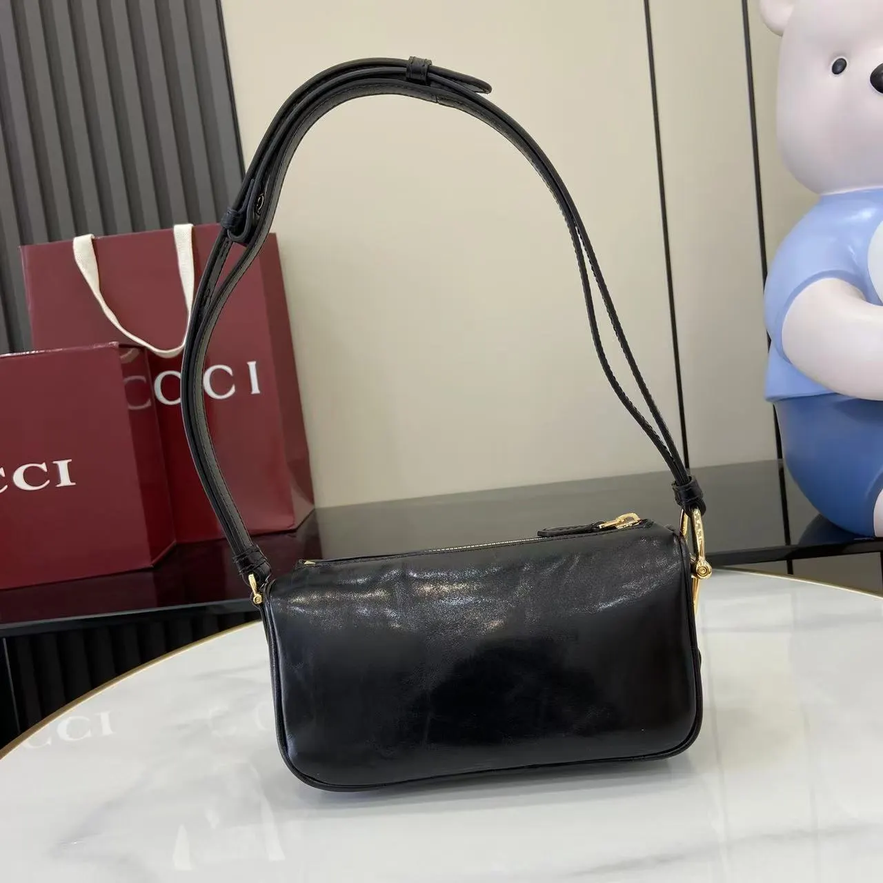 Gucci Horsebit 1955 老花马衔扣肩背包 单肩斜挎