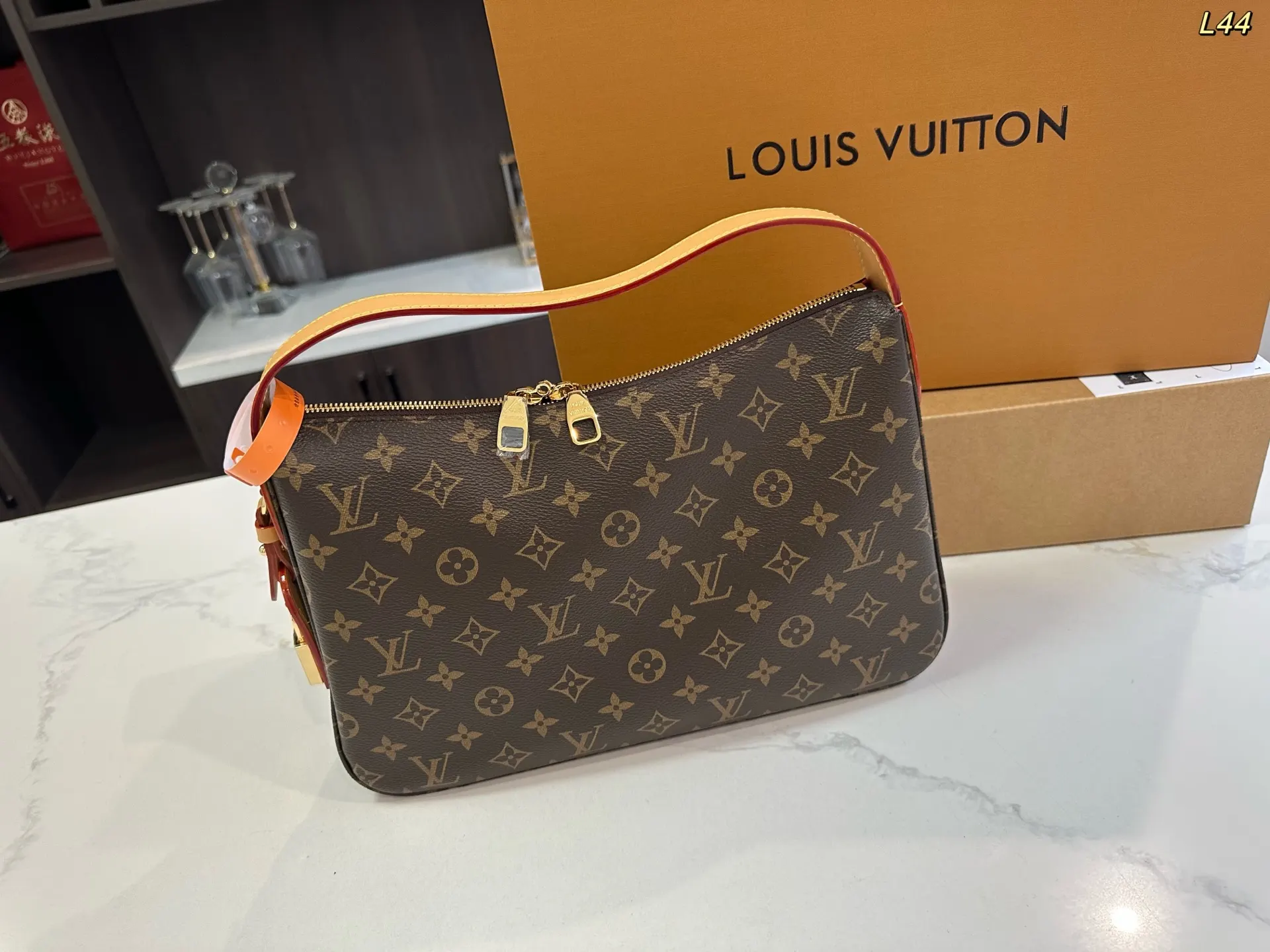 Louis Vuitton Brown Gold Hobo Shoulder Bag Vintage