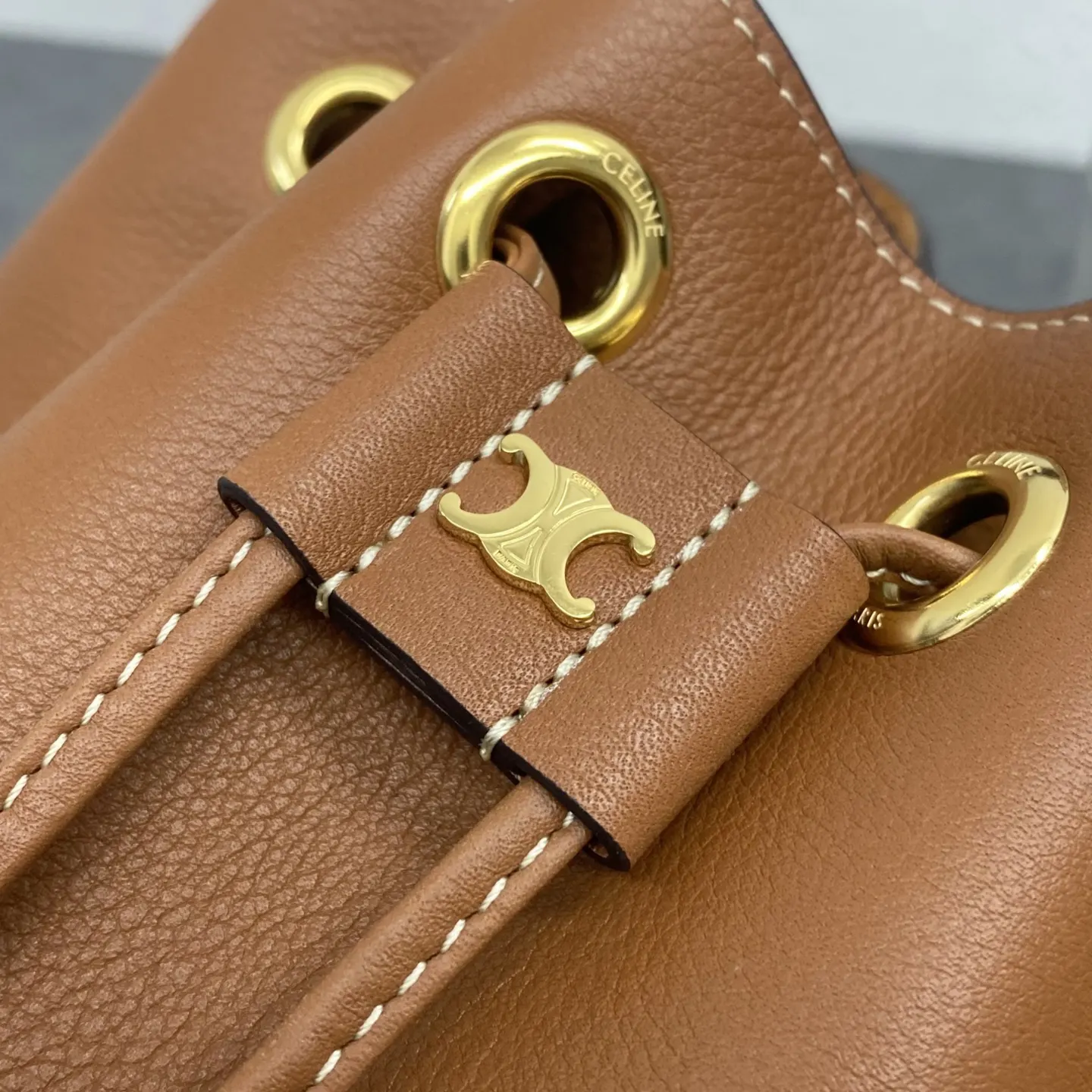 Brown Gold Bucket Bag Casual Premium