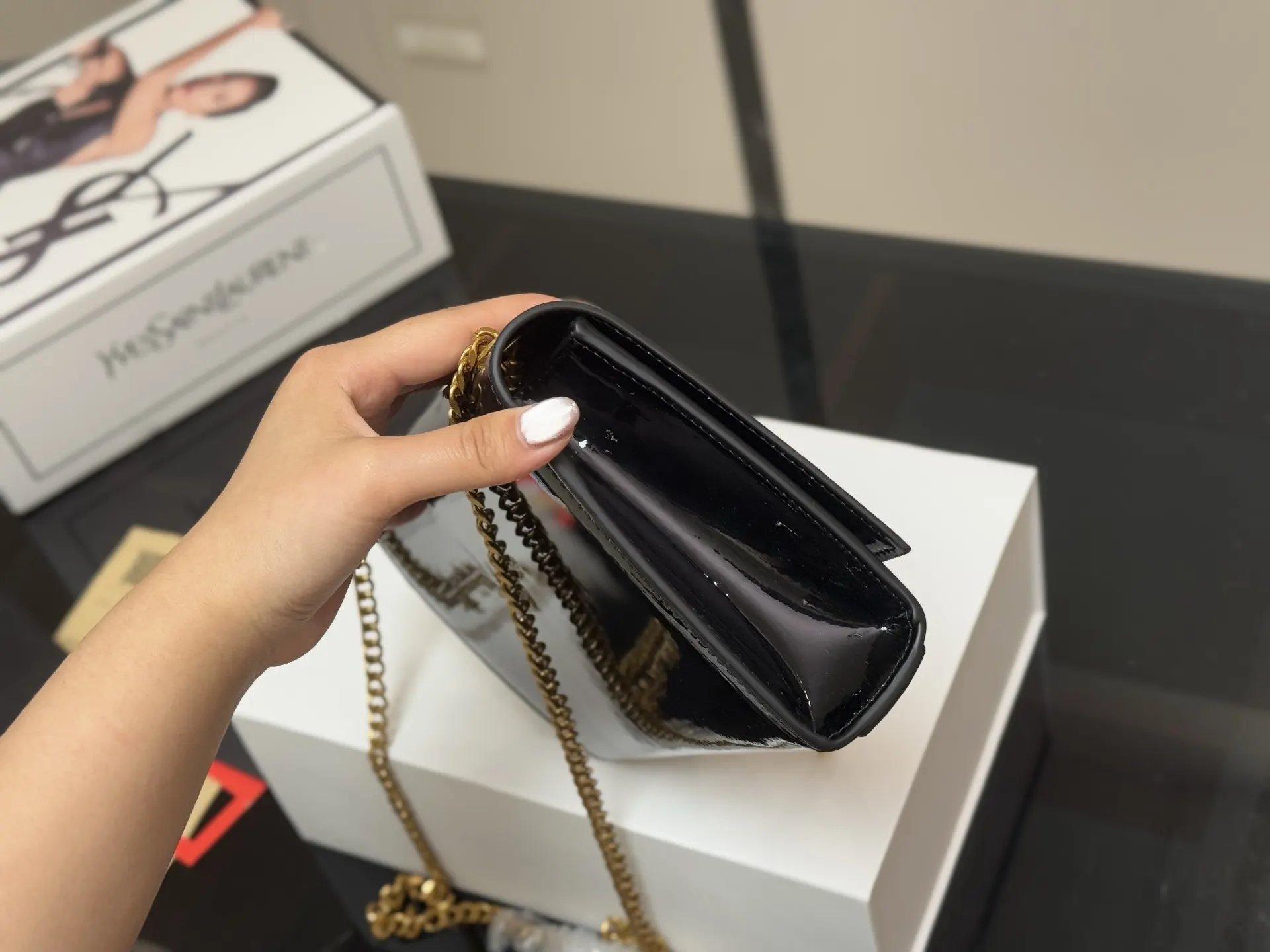 YSL 牛皮 woc信封包 牛 腋下包 复古腋下背款