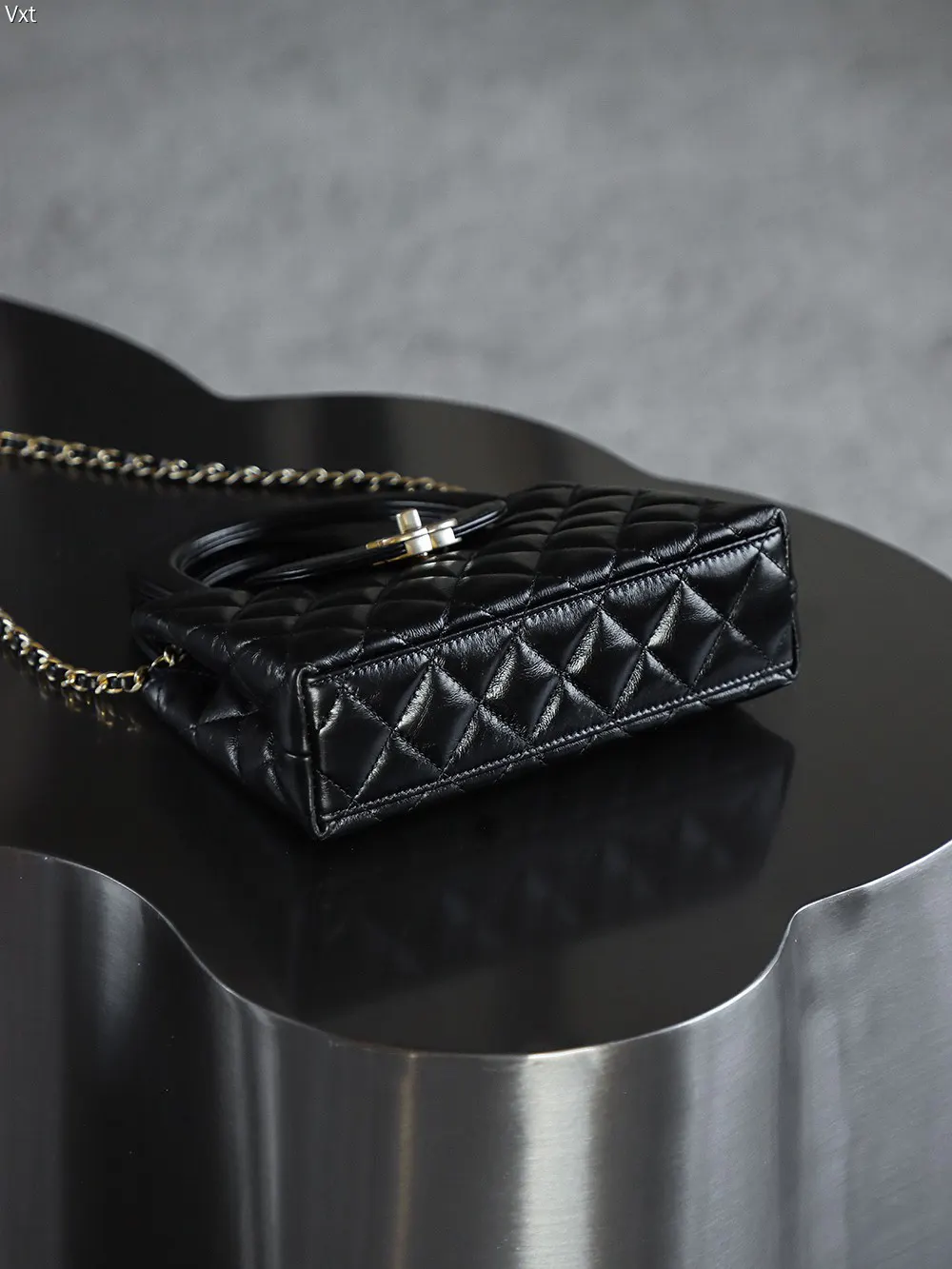 Chanel Black Top Handle Bag Commuter