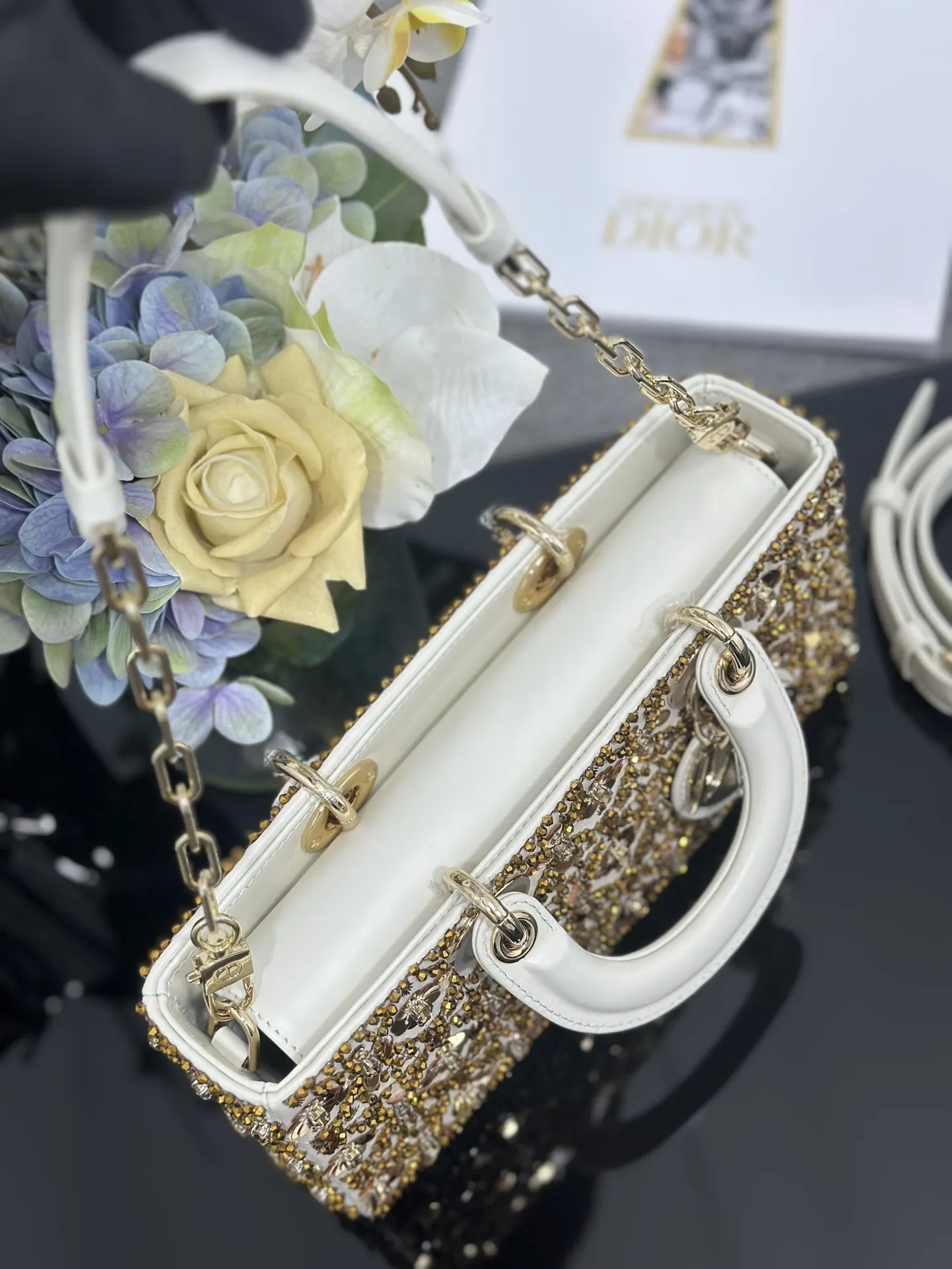 Dior 白色 金色 皮革 鏈條包 精致鏈條款