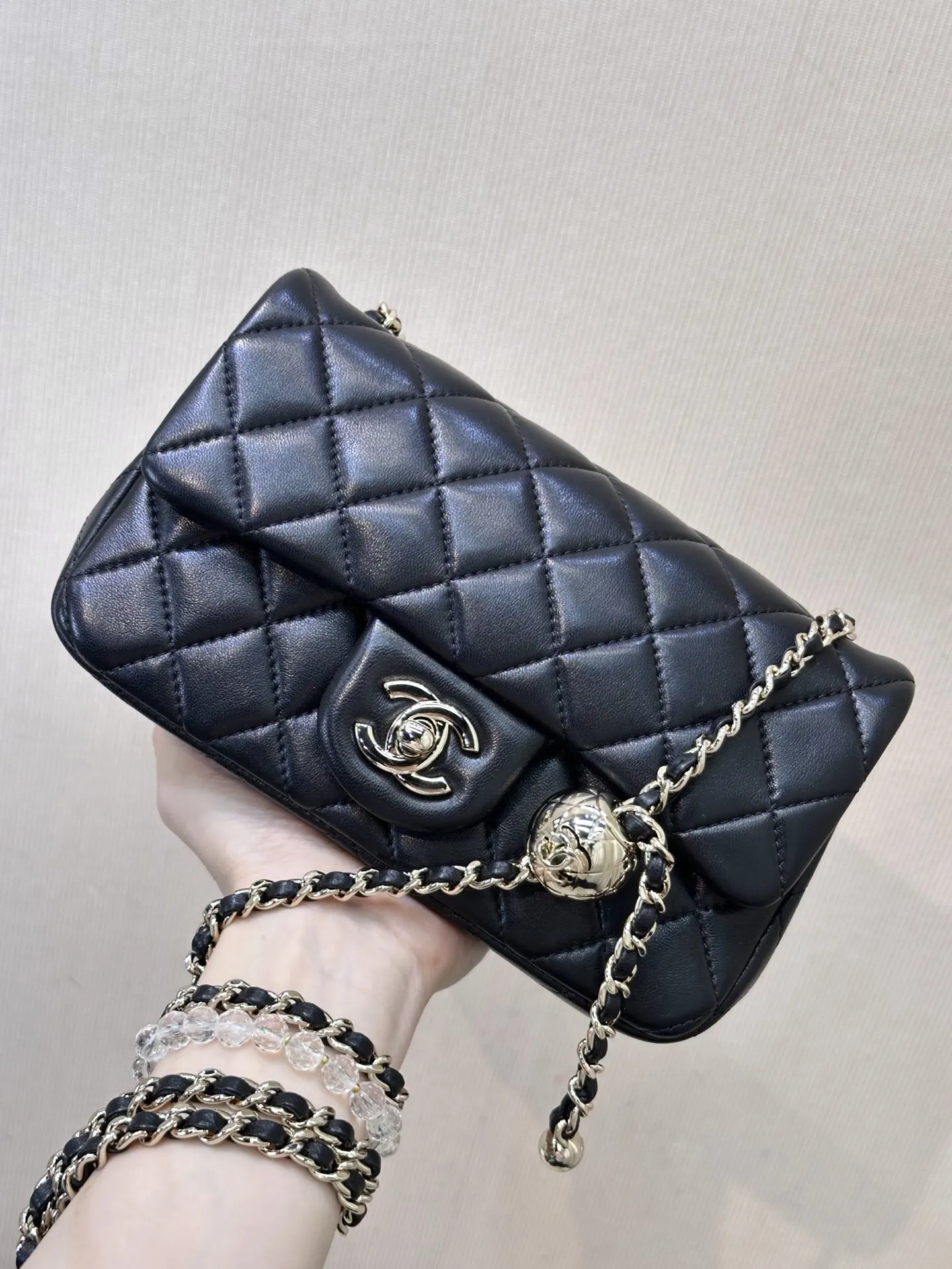 Chanel 菱格纹牛皮翻盖链条包 单肩斜挎 复古