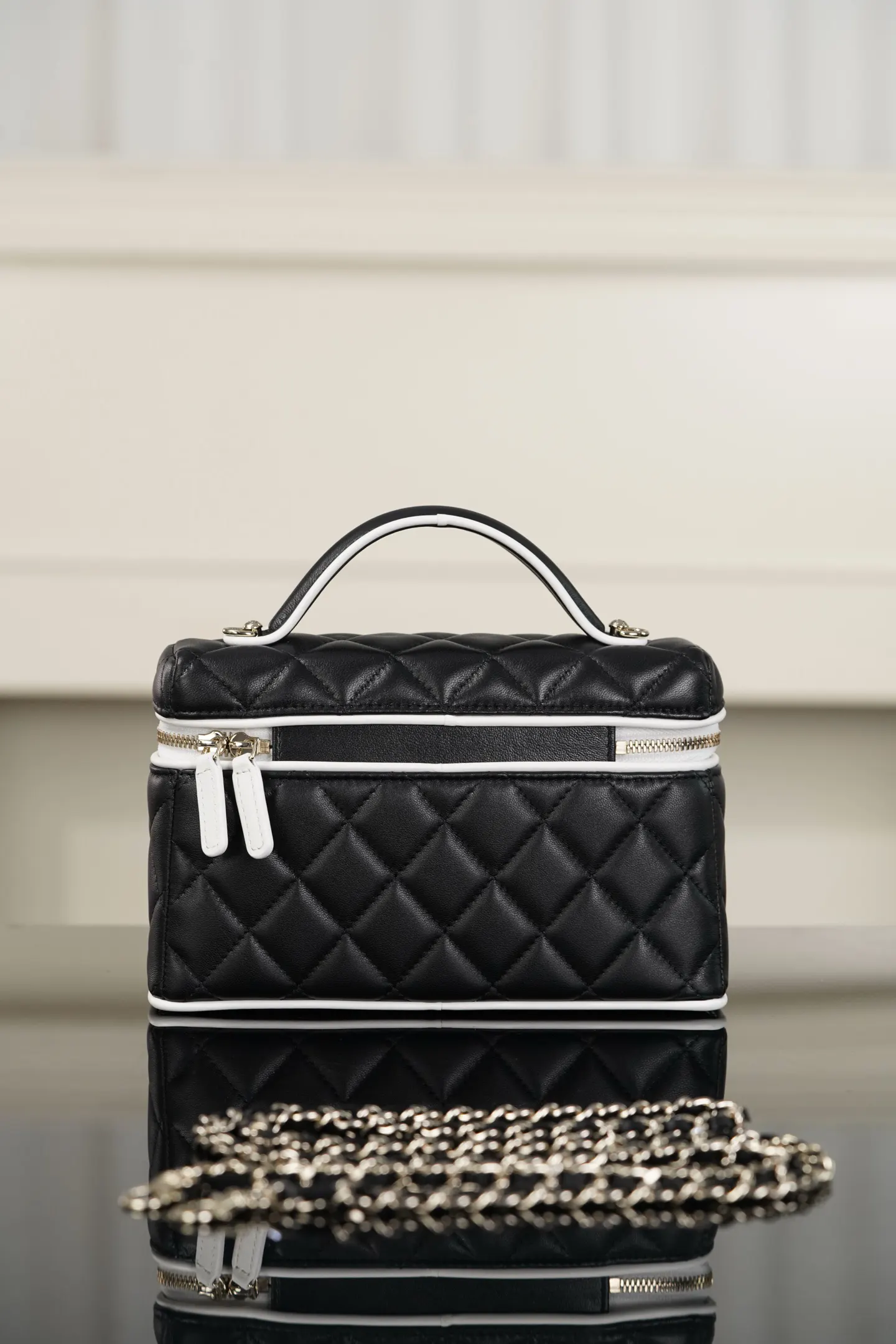 黑色 拼色 羊皮 隐藏款 熊猫拼色 包 鏈條包 精致鏈條款