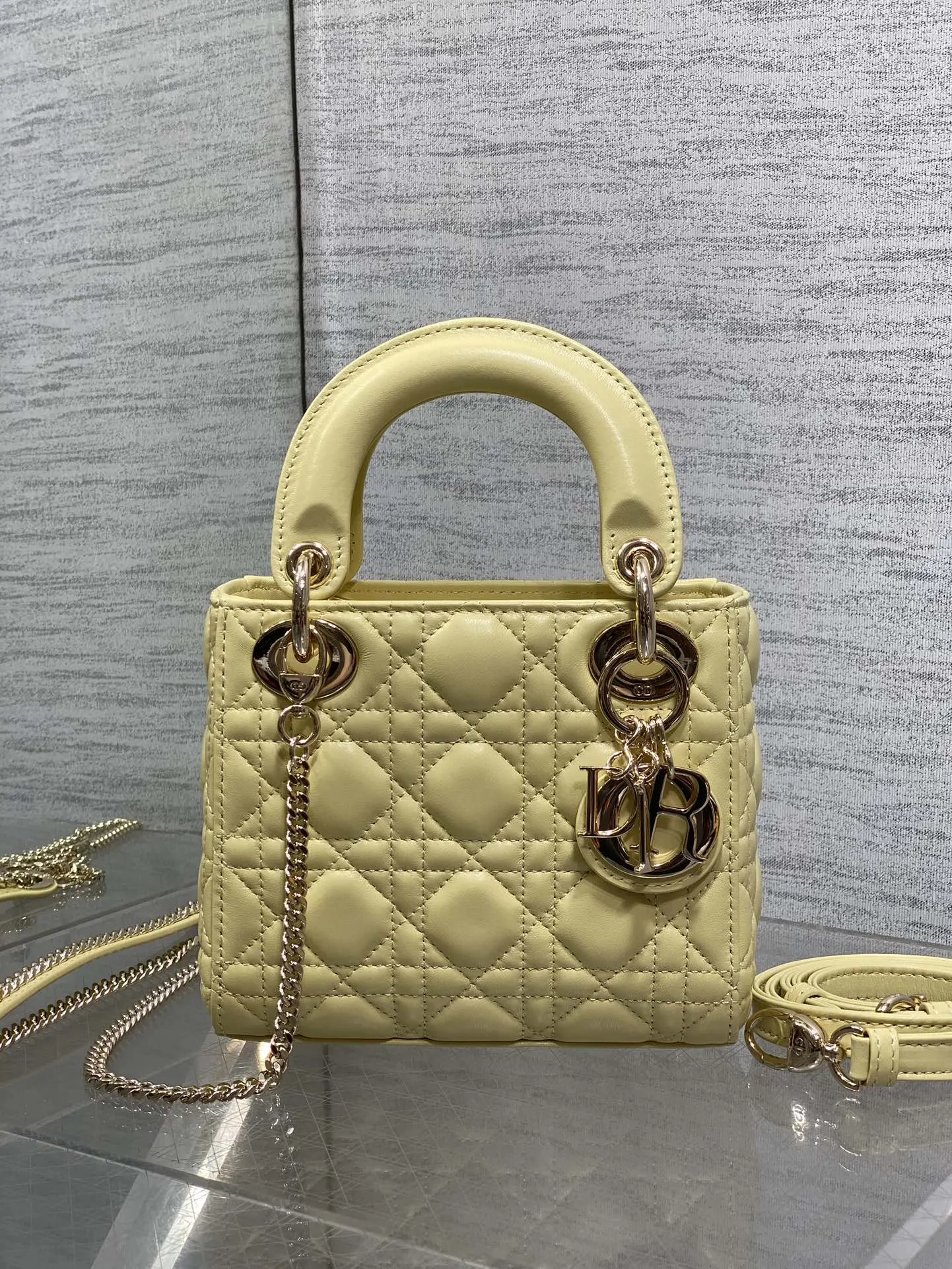 Dior Lady Dior Small Gold Handbag
