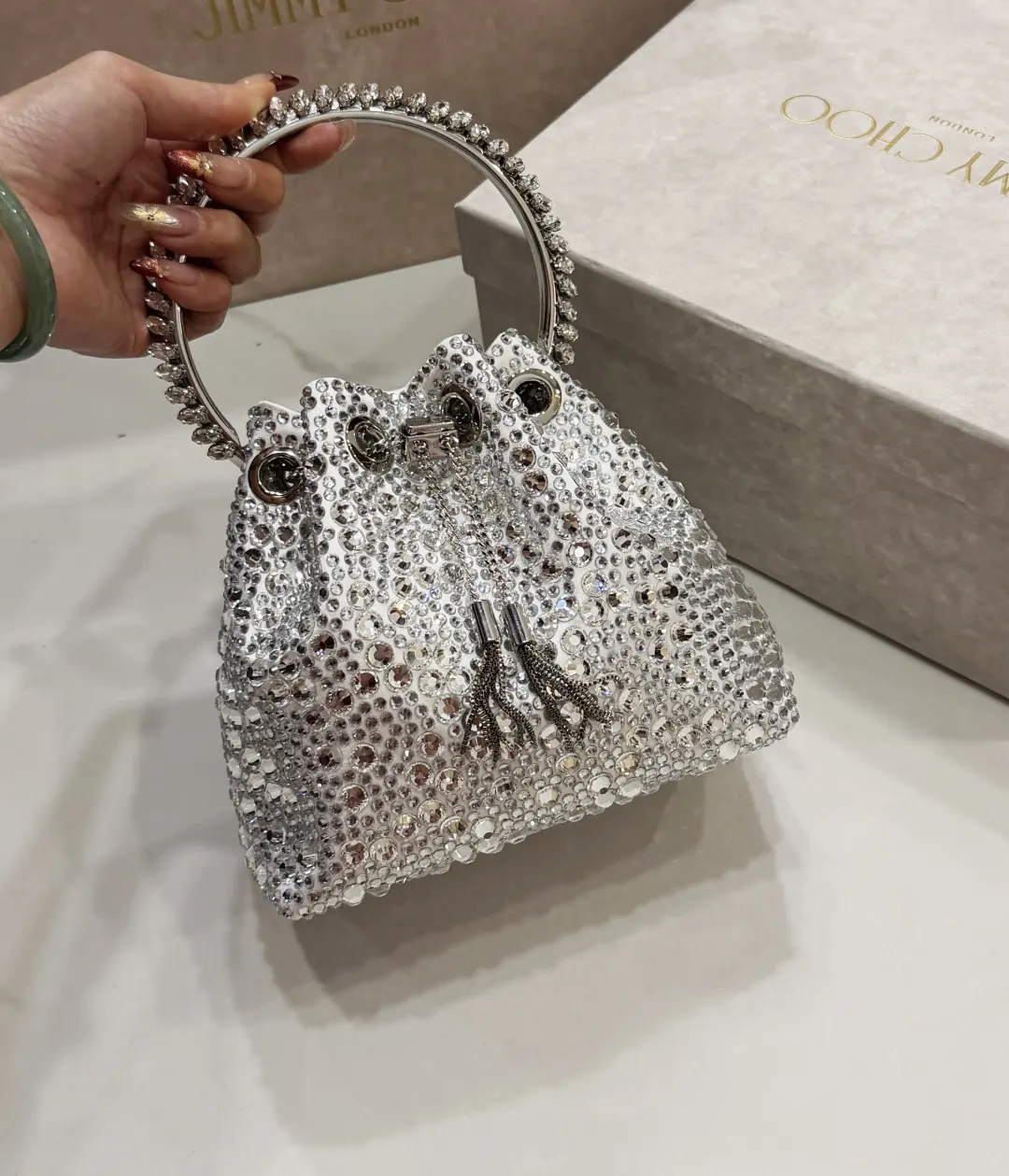 Jimmy Choo Bon Bon手提包 光滑缎面 通勤手提款