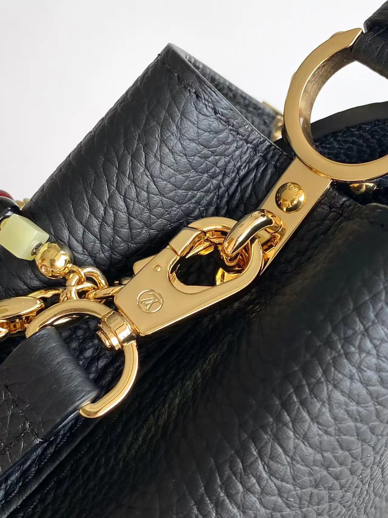 Louis Vuitton Black Brown Chain Bag Leather
