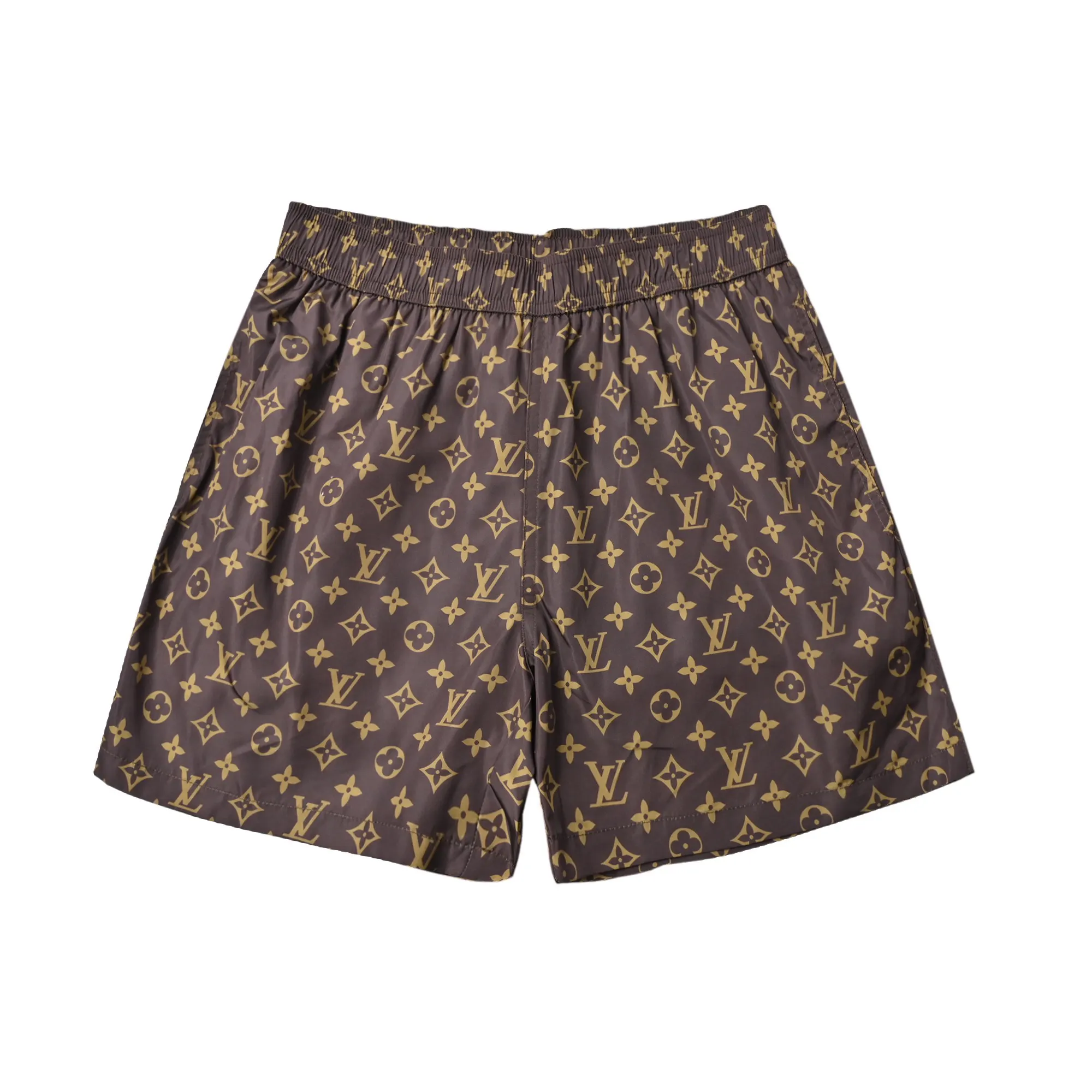 LV 棕色 老花 Logo 短裤 宽松休闲款