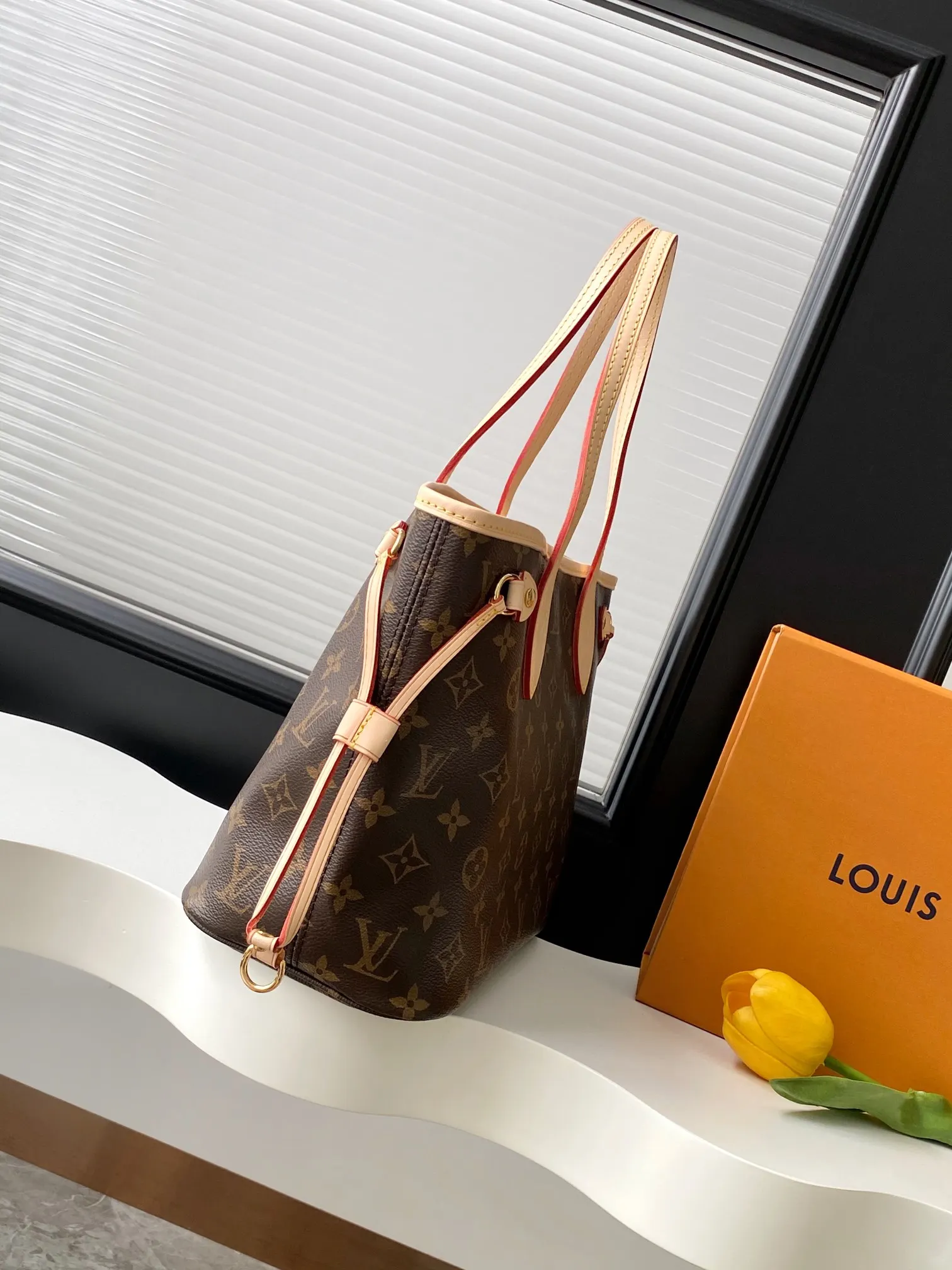 LV Neverfull 金色 牛皮 手拿包 精致手拿款