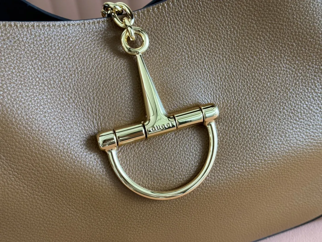 Gucci 棕色 金色 牛皮 手拿包 精致手拿款
