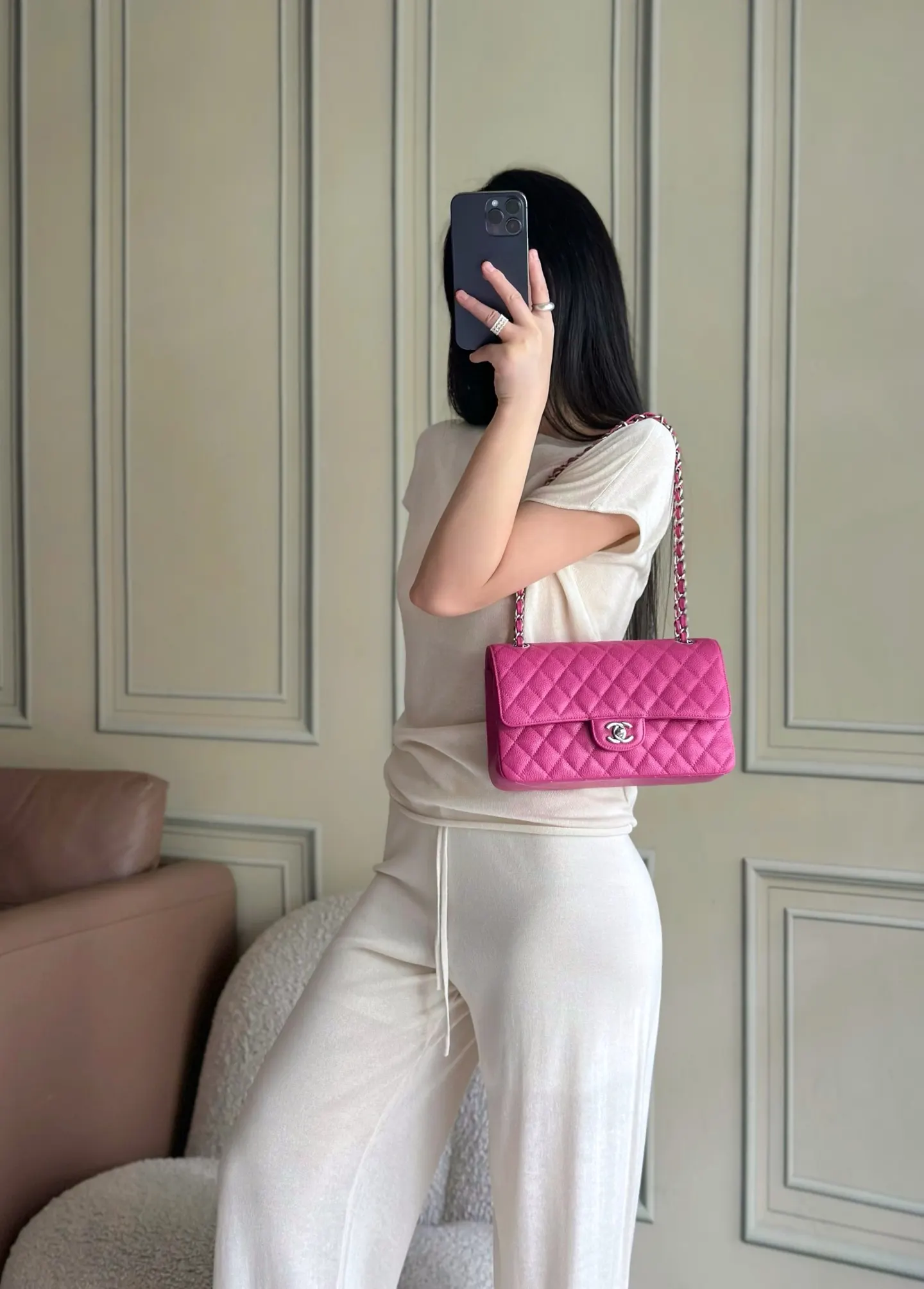 Chanel 红色 皮革 翻盖 链条包