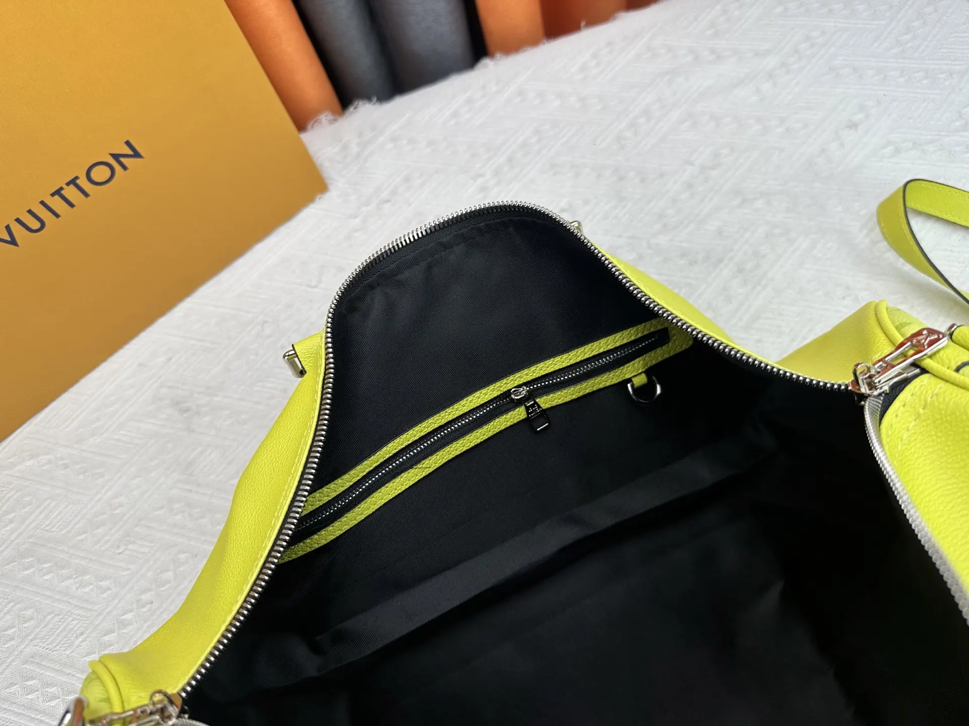 Keepall 白色 黄色 帆布 旅行包 大容量旅行款