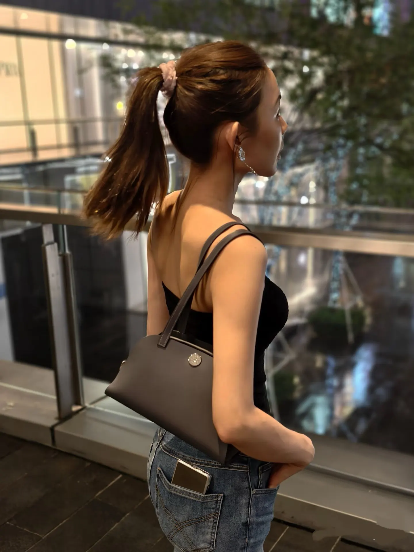 Hermes 黑色 帆布 腋下包 復古腋下背款
