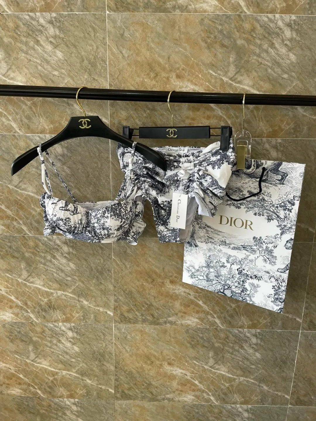 Dior 灰色 印花 泳装