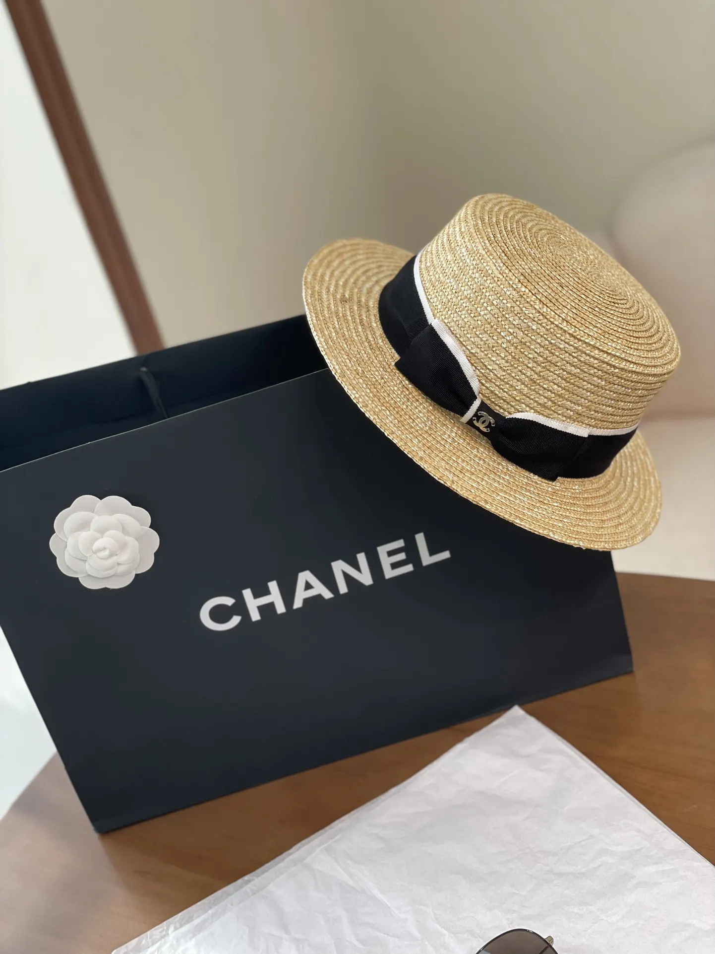 Chanel 蝴蝶 编织 防晒 遮阳 草帽 度假遮阳 帽子