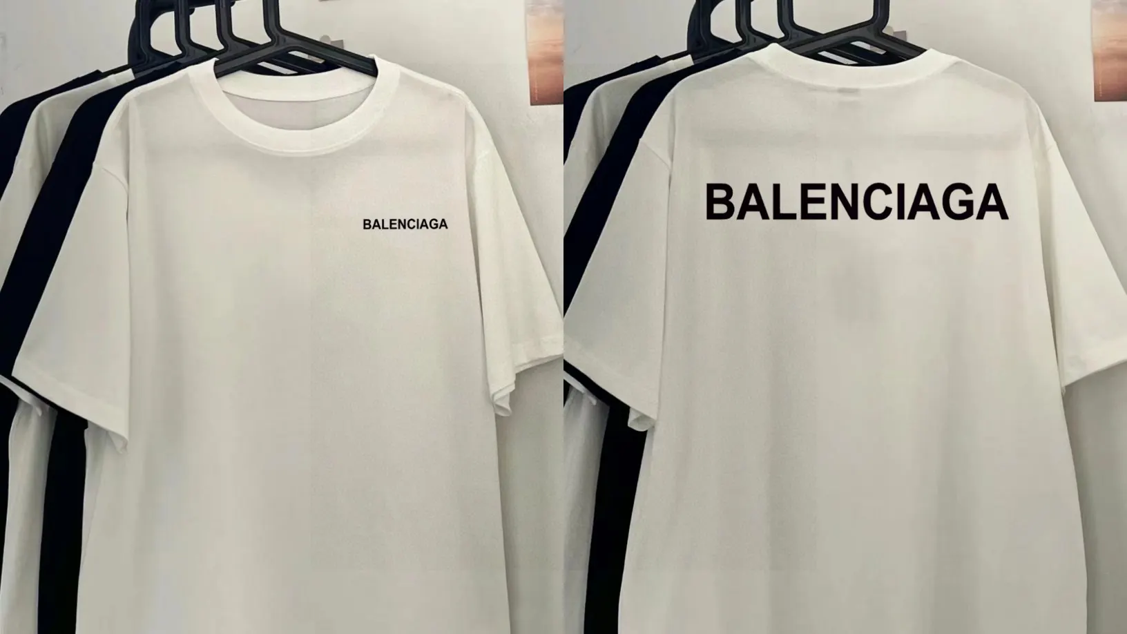 Balenciaga 黑色 纯棉 Logo 短袖T恤 宽松休闲