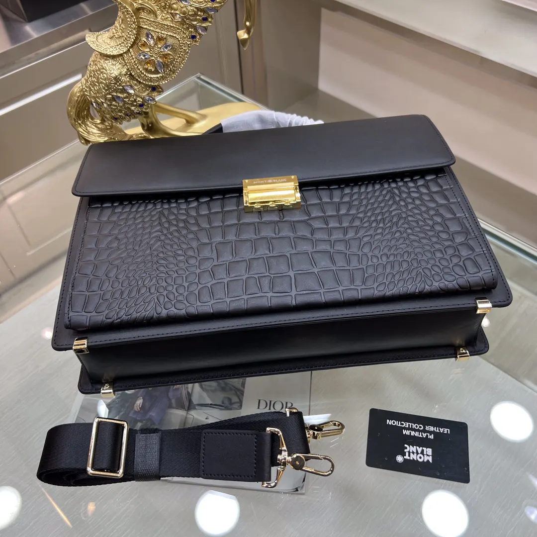 Black Briefcase Business Commuter Leather
