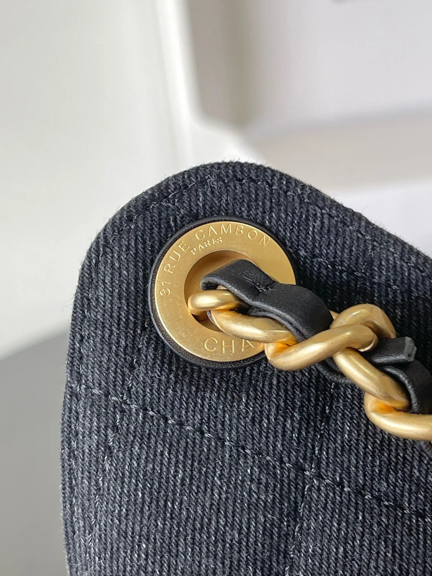 Chanel 黑蓝牛仔布Hobo腋下包 链条单肩