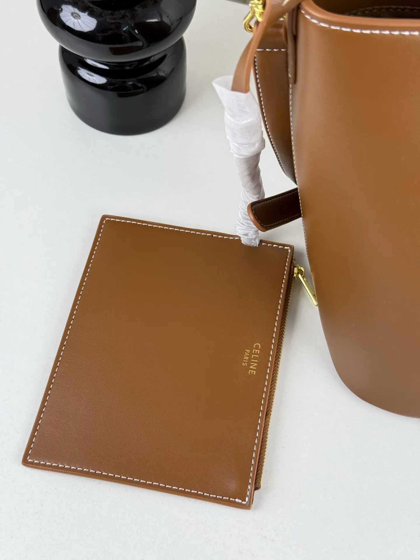Brown Gold Bucket Bag Casual Leather