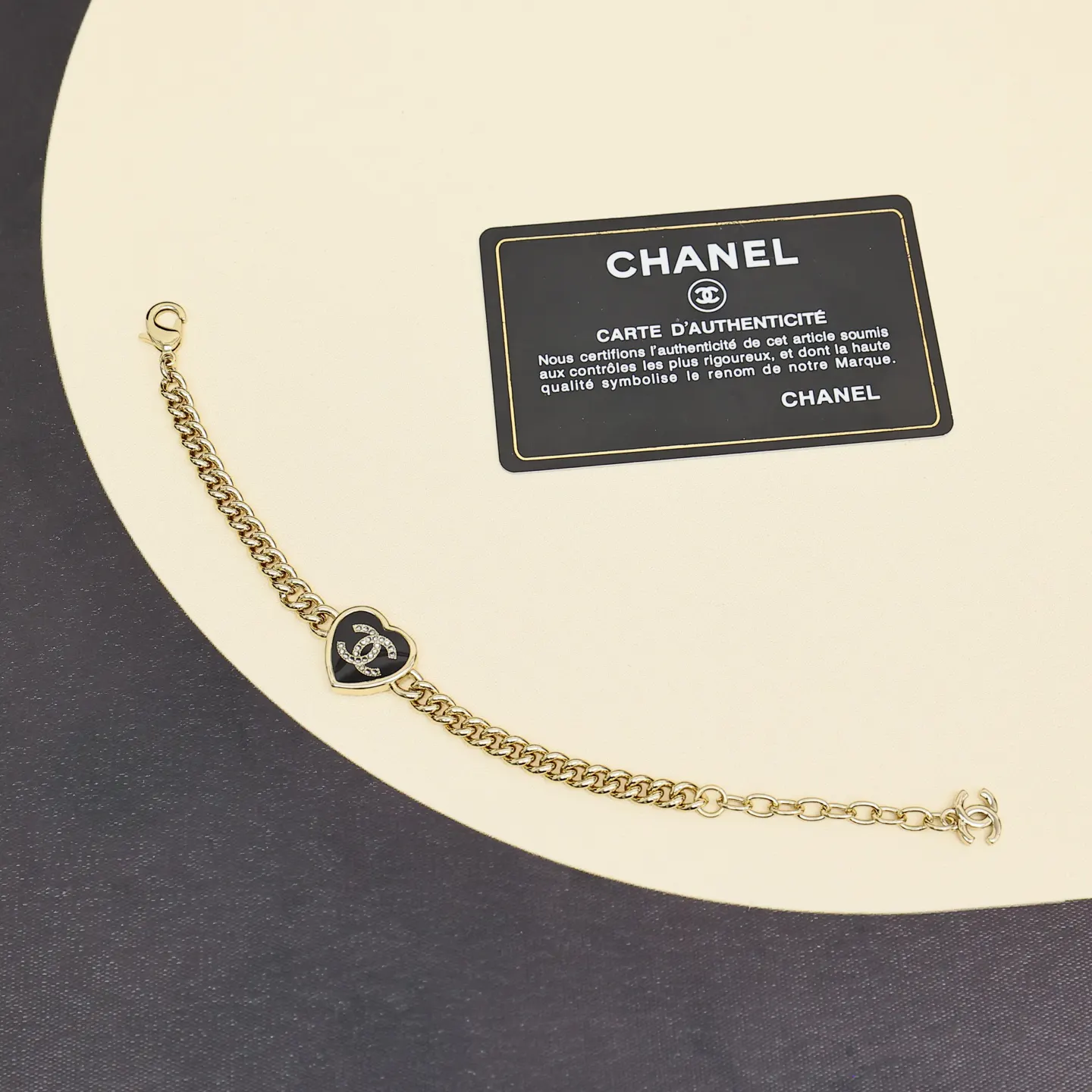 Chanel 黑金 双C 爱心 手链 日常叠戴