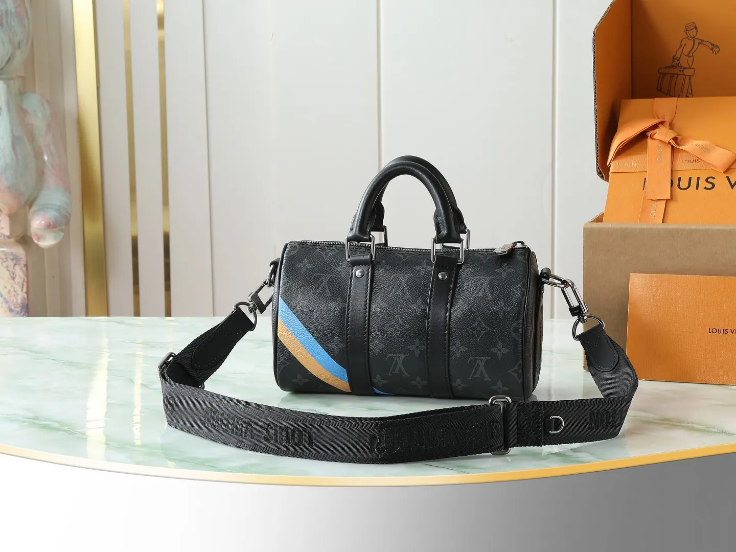 LV Black Embossed Top Handle Crossbody Bag Image 3 LV Black Embossed Top Handle Crossbody Bag Image 3