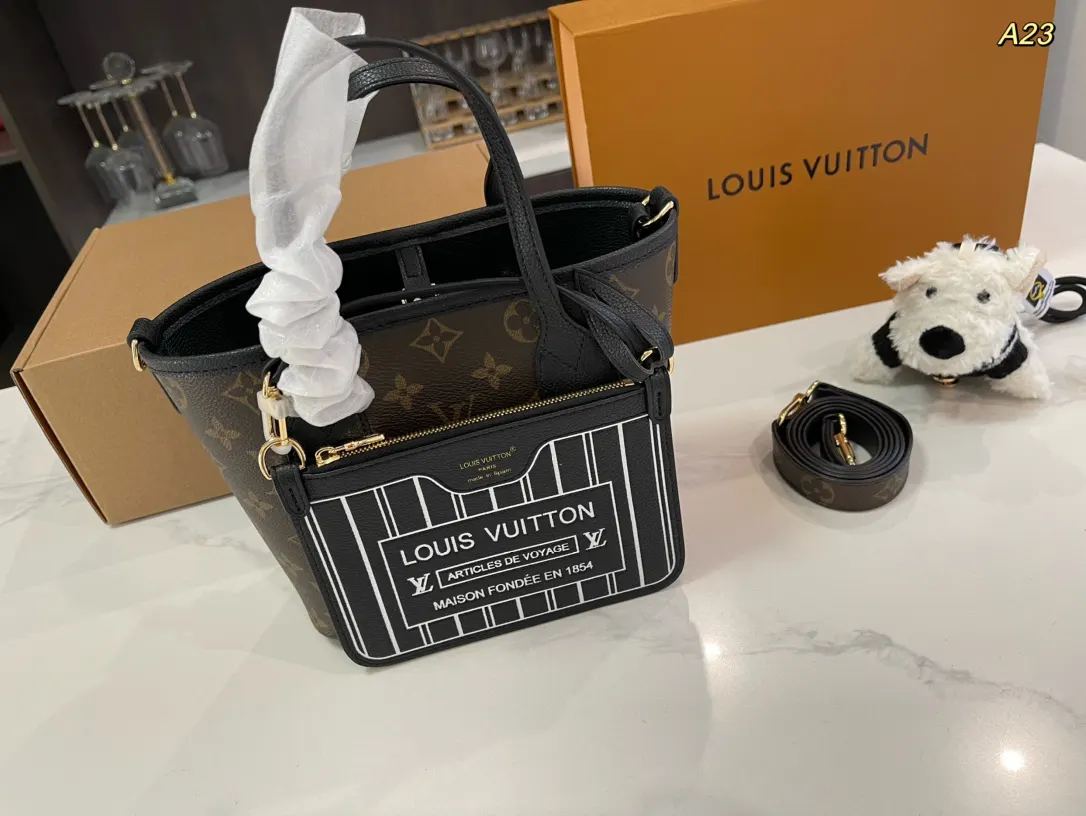 LV Neverfull 老花 牛皮 水桶包 休閒水桶款