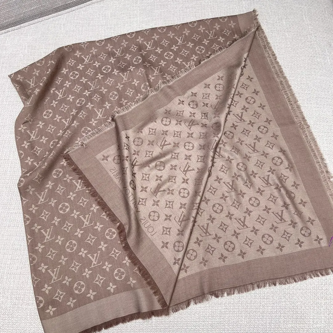 Louis Vuitton 咖色 羊毛 提花 Mo披肩 保暖披肩 圍巾