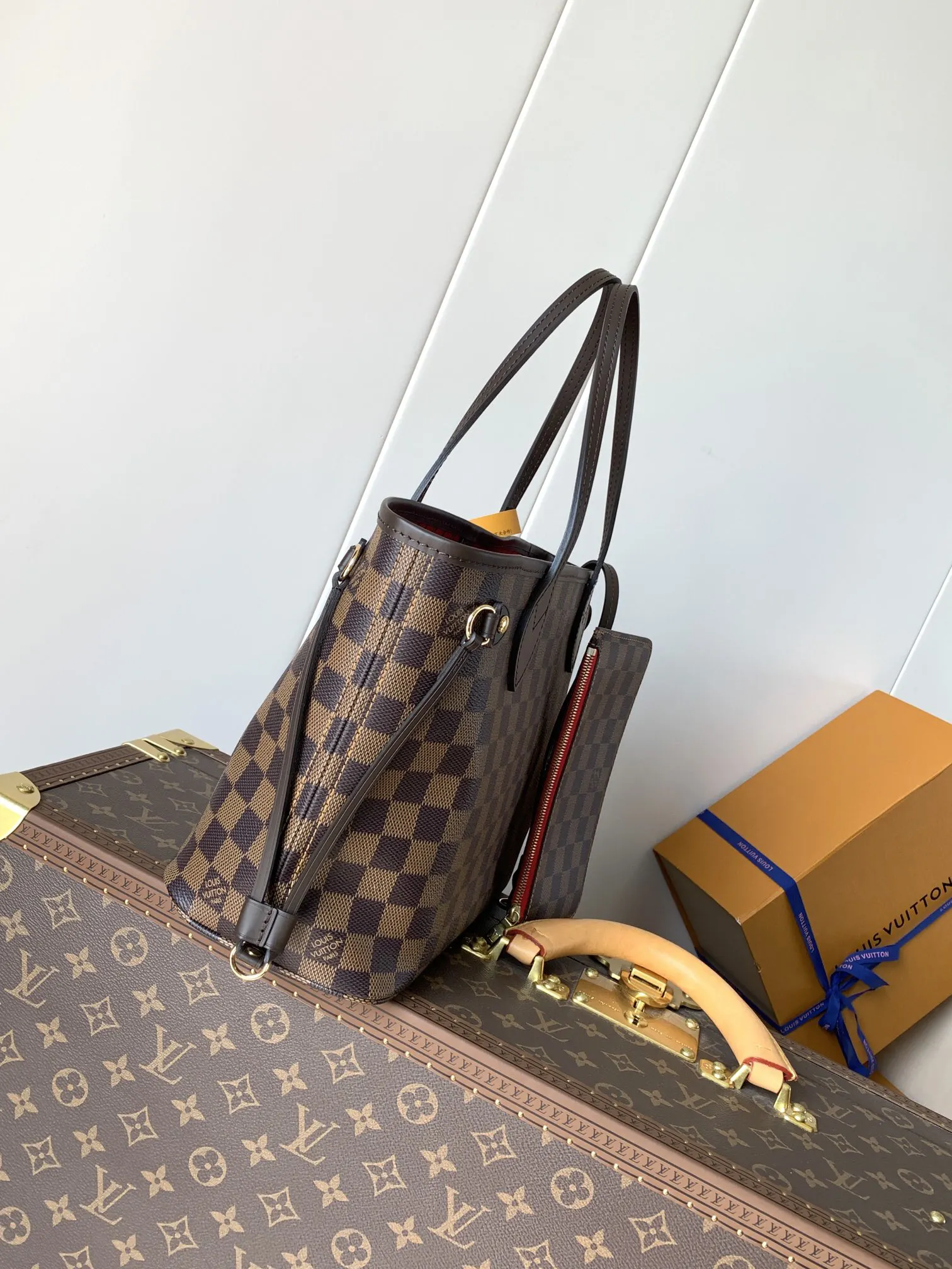 LV Neverfull 金色 牛皮 手拿包 精致手拿款