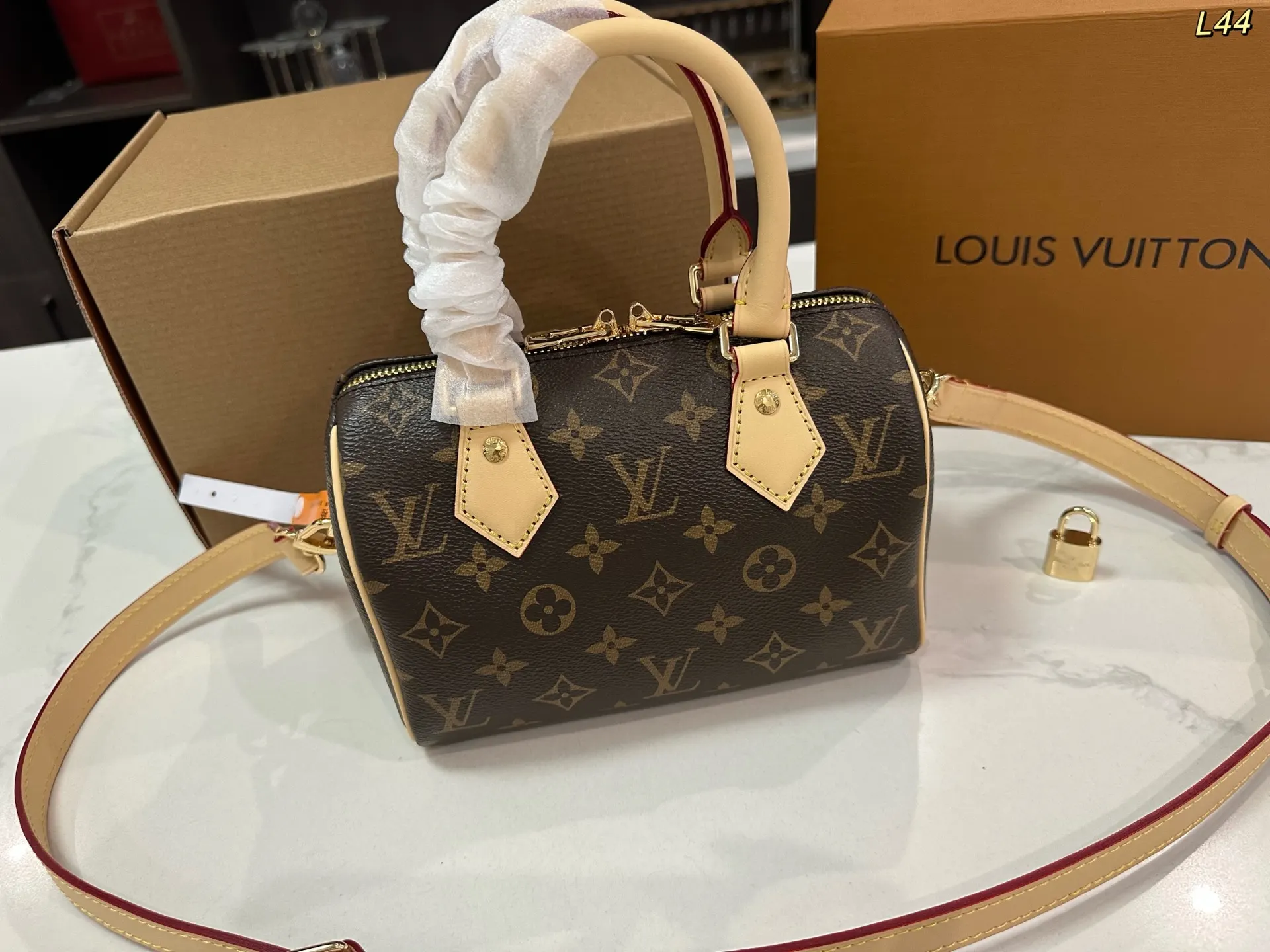 Louis Vuitton Gold Monogram Crossbody Bag Lightweight Leather