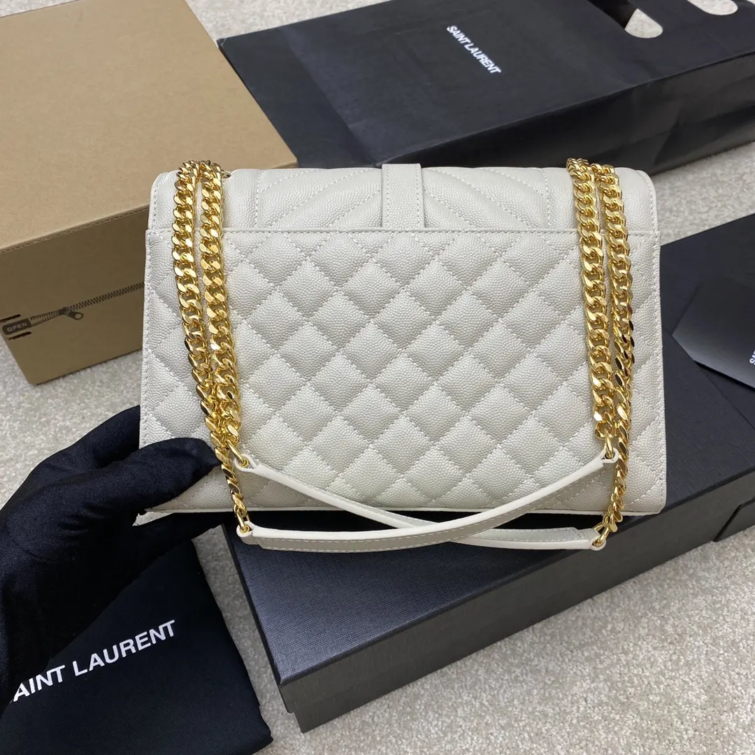 白色 牛皮 批 精品专供 白色球纹 金链 鏈條包 精致鏈條款