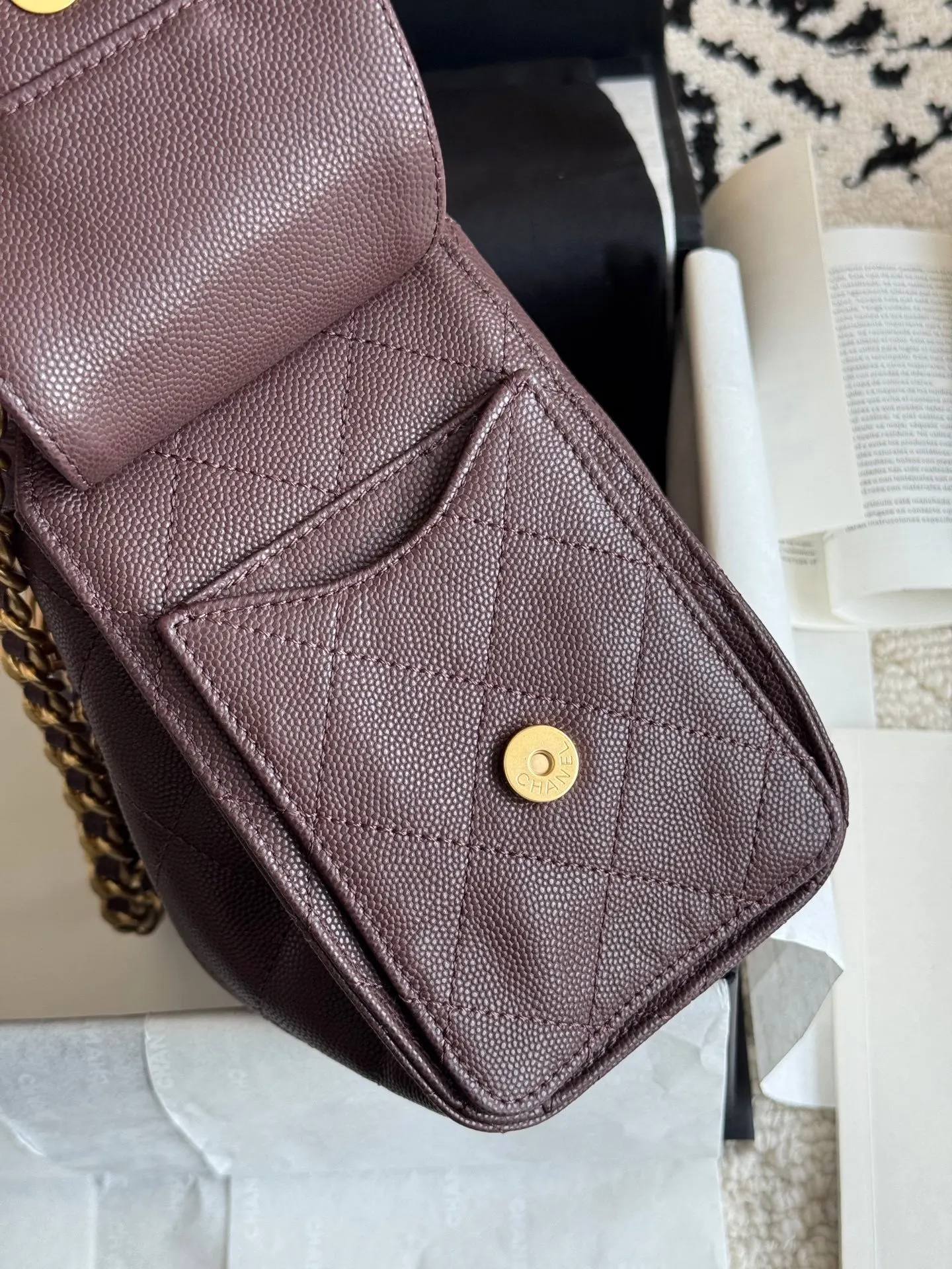 CHANEL 白色 啡色 小牛皮 腋下包 復古腋下背款