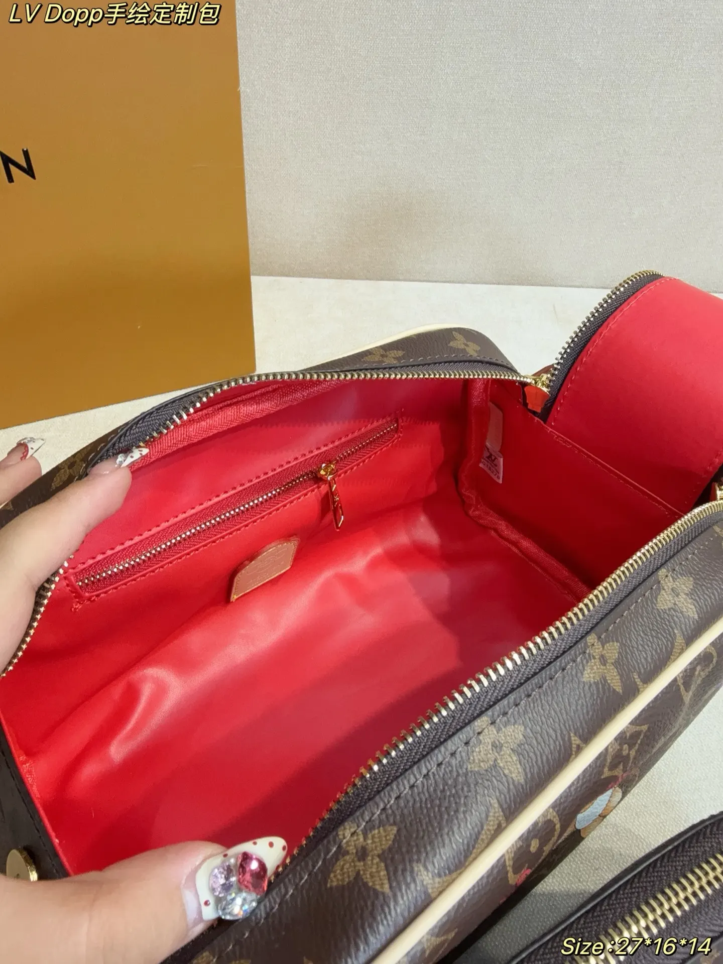 LV 老花 帆布 化妝包 便携收納款