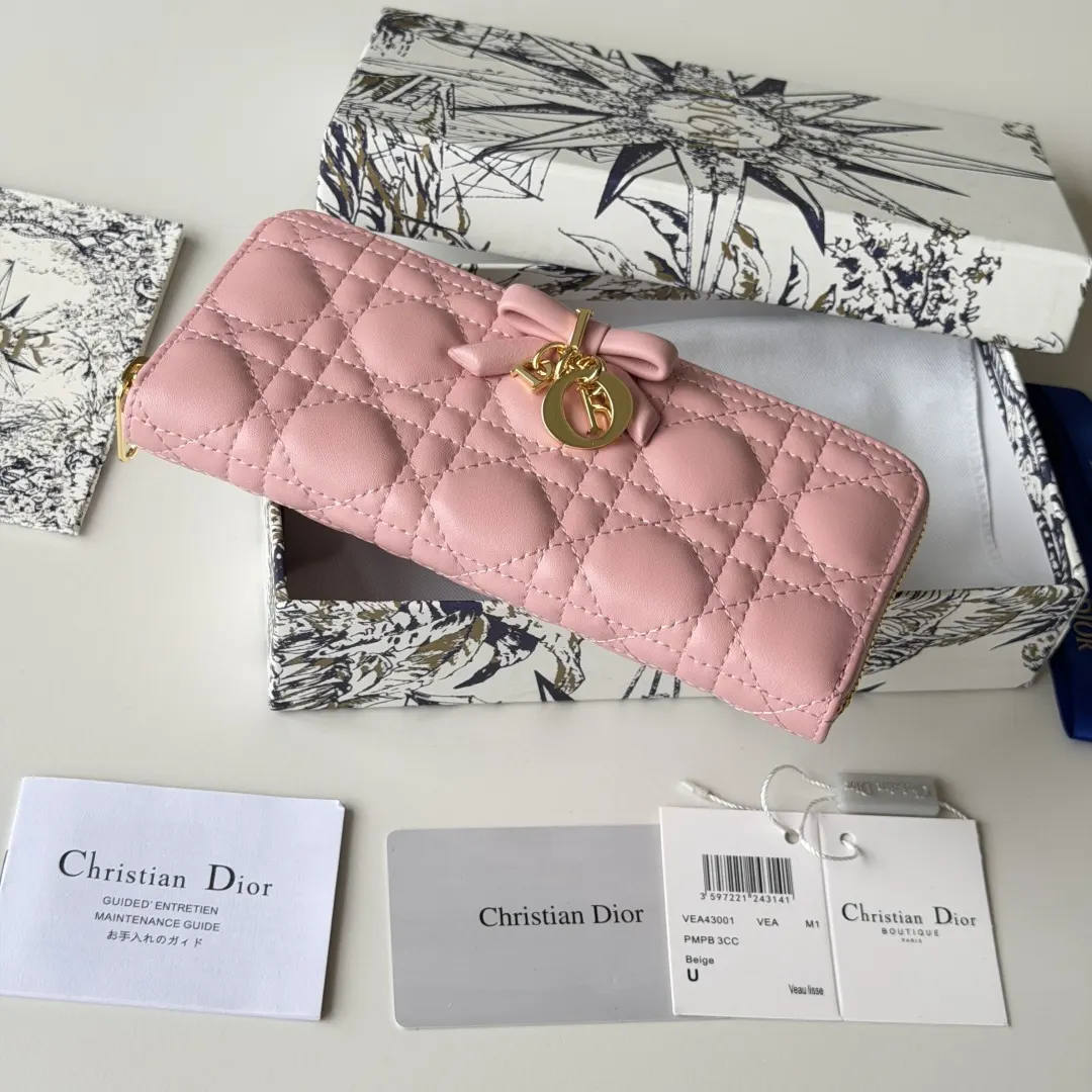 Dior 粉色羊皮迷你化妝包 手拿