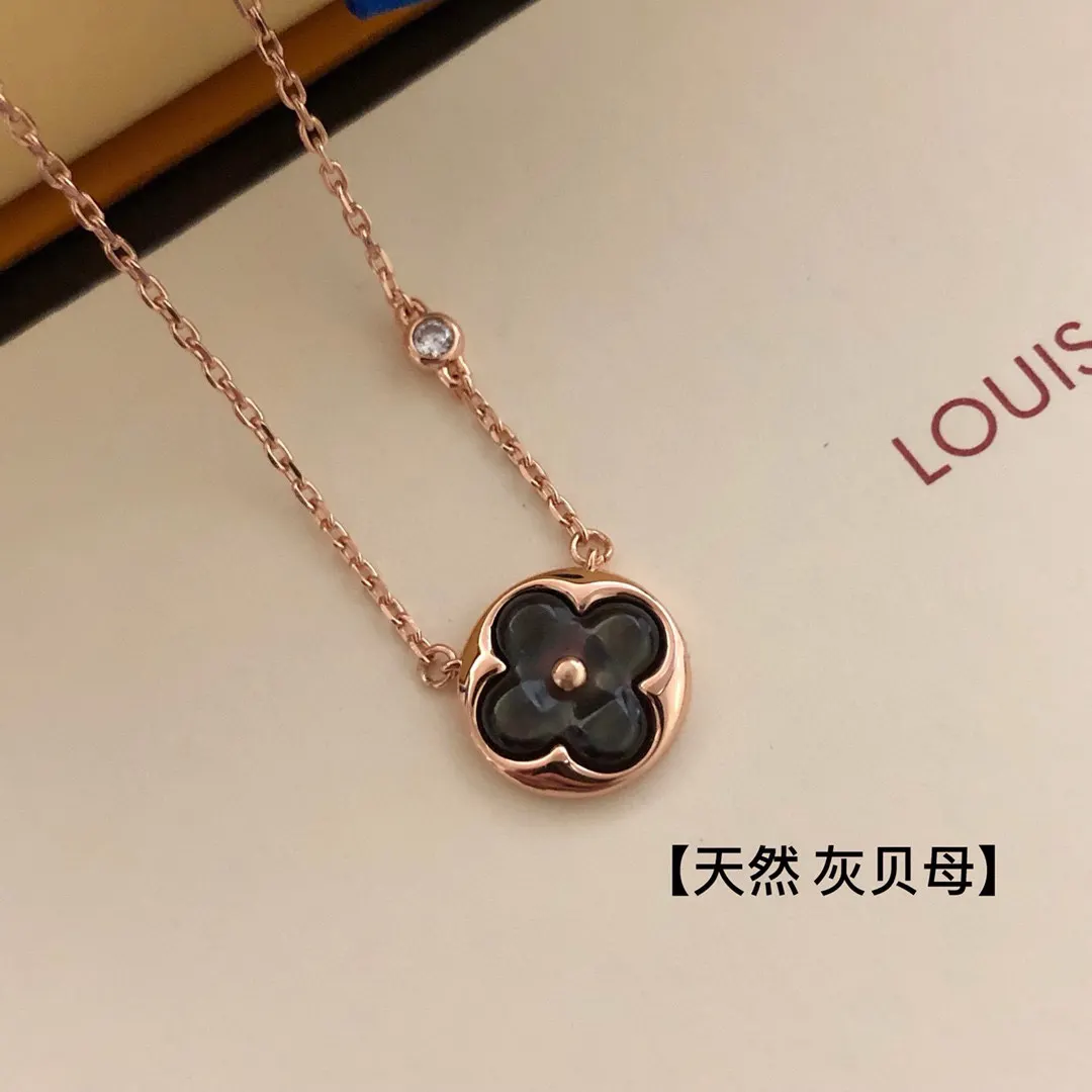 Louis Vuitton 玫瑰金 贝母 钻石 圆形 项链 精致锁骨链