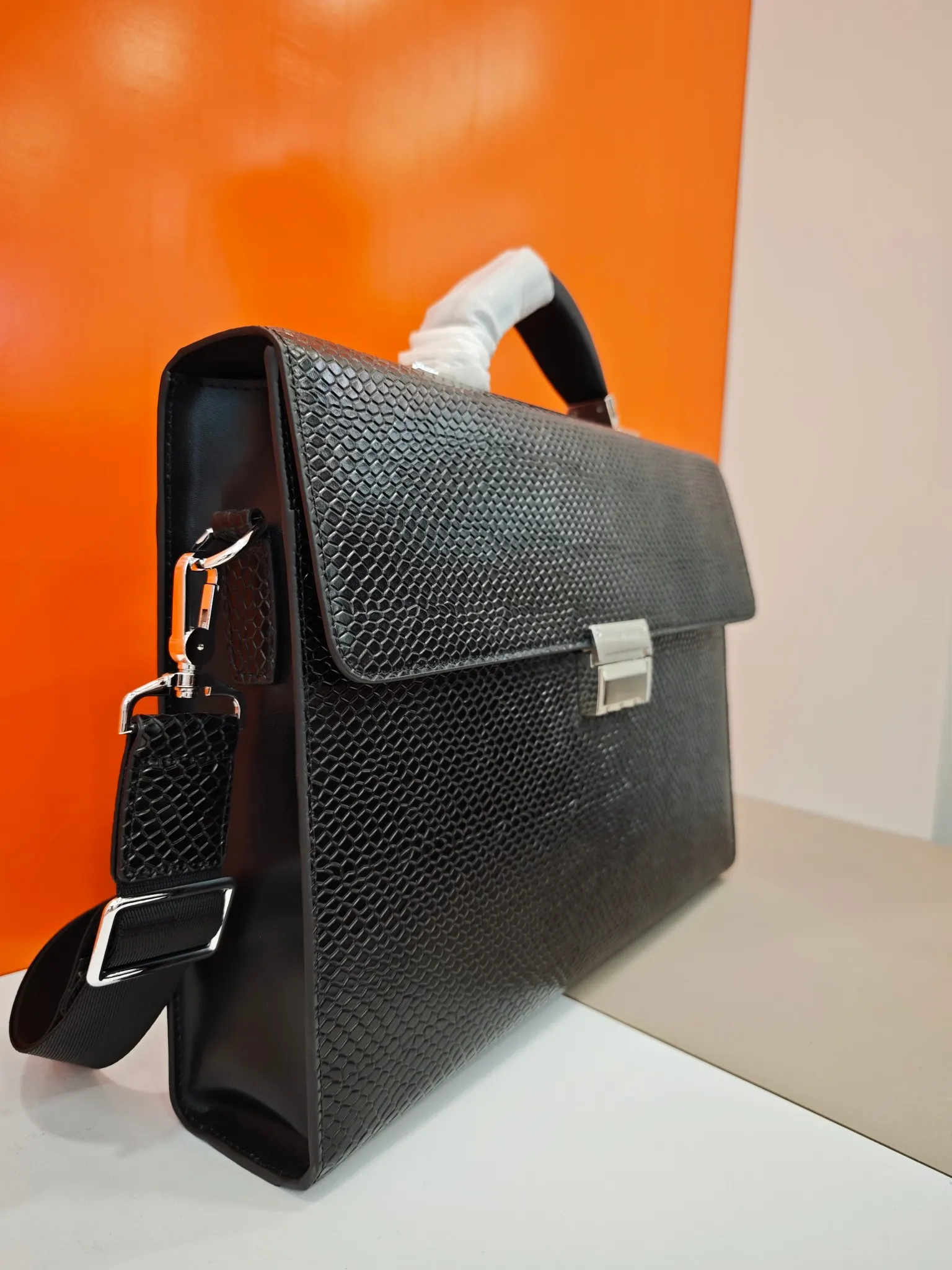 Black Briefcase Business Commuter Leather