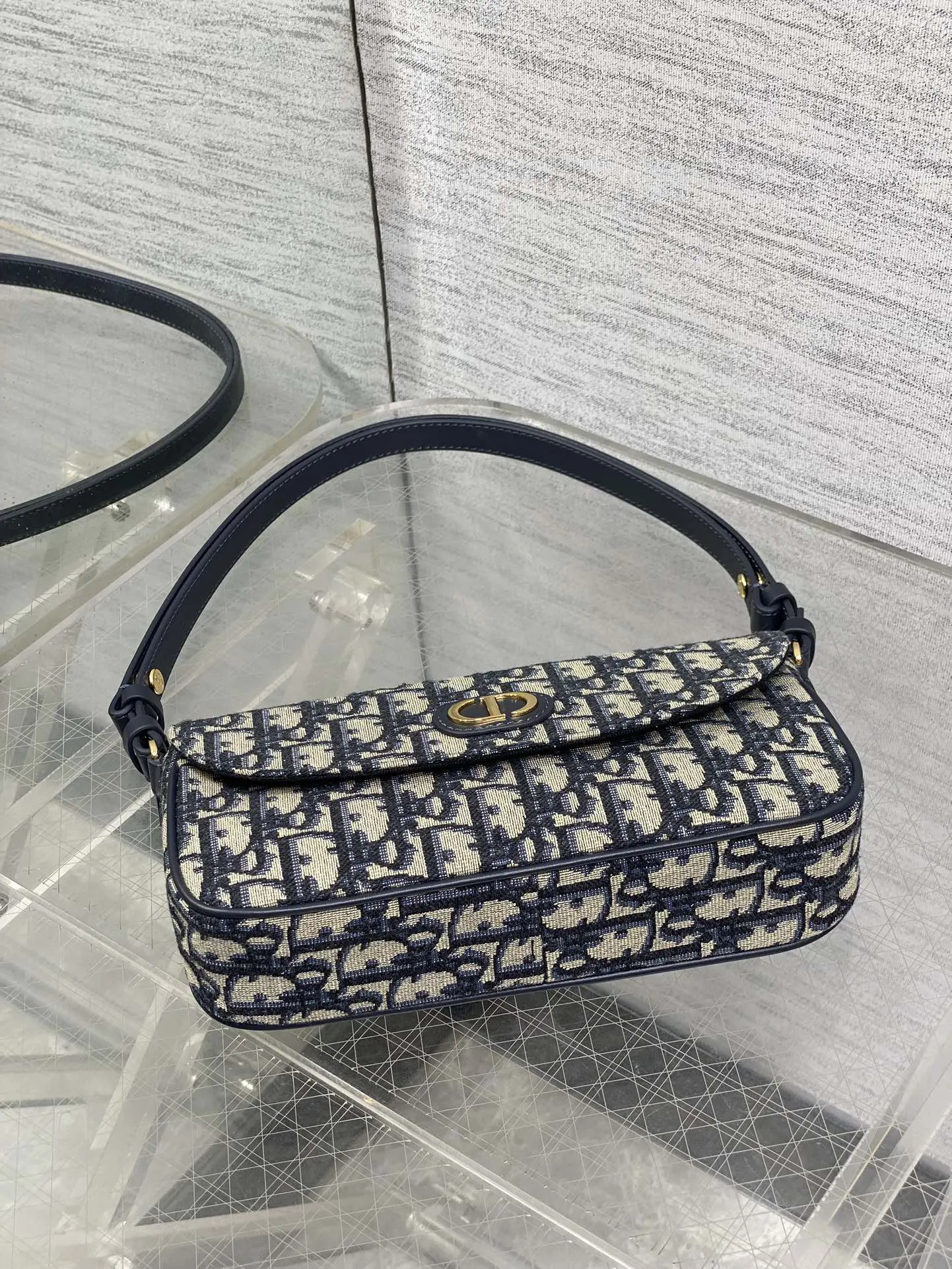 Dior Oblique 黑色鏈條單肩斜挎包